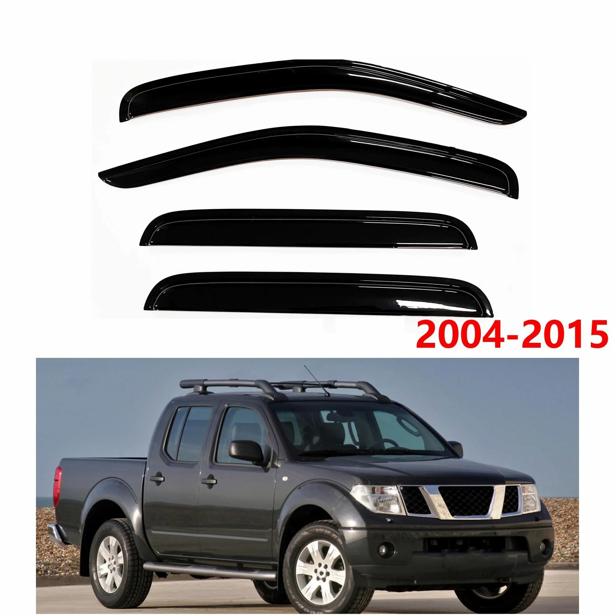 Deflectores Viento 4 Piezas Protectores De Lluvia Viseras Ventana Parasol Cubierta Solar para Nissan para Navara 2004-2015 Cabina Doble Escudo Meteorológico