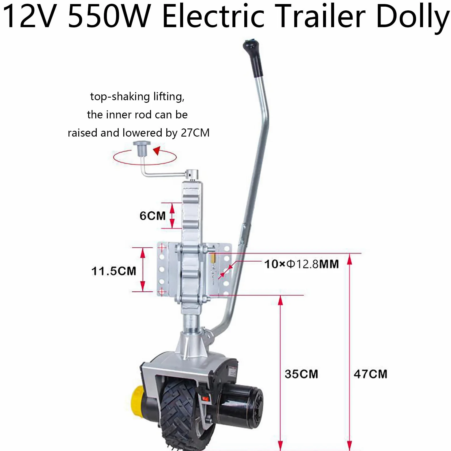 Transportador de Remolque Eléctrico, Capacidad de Remolque de 6000 LB (2722 kg), Rueda Jockey de Remolque de 550 W y 12 V con Velocidad de Movimiento de 22 pies (7 m)/min