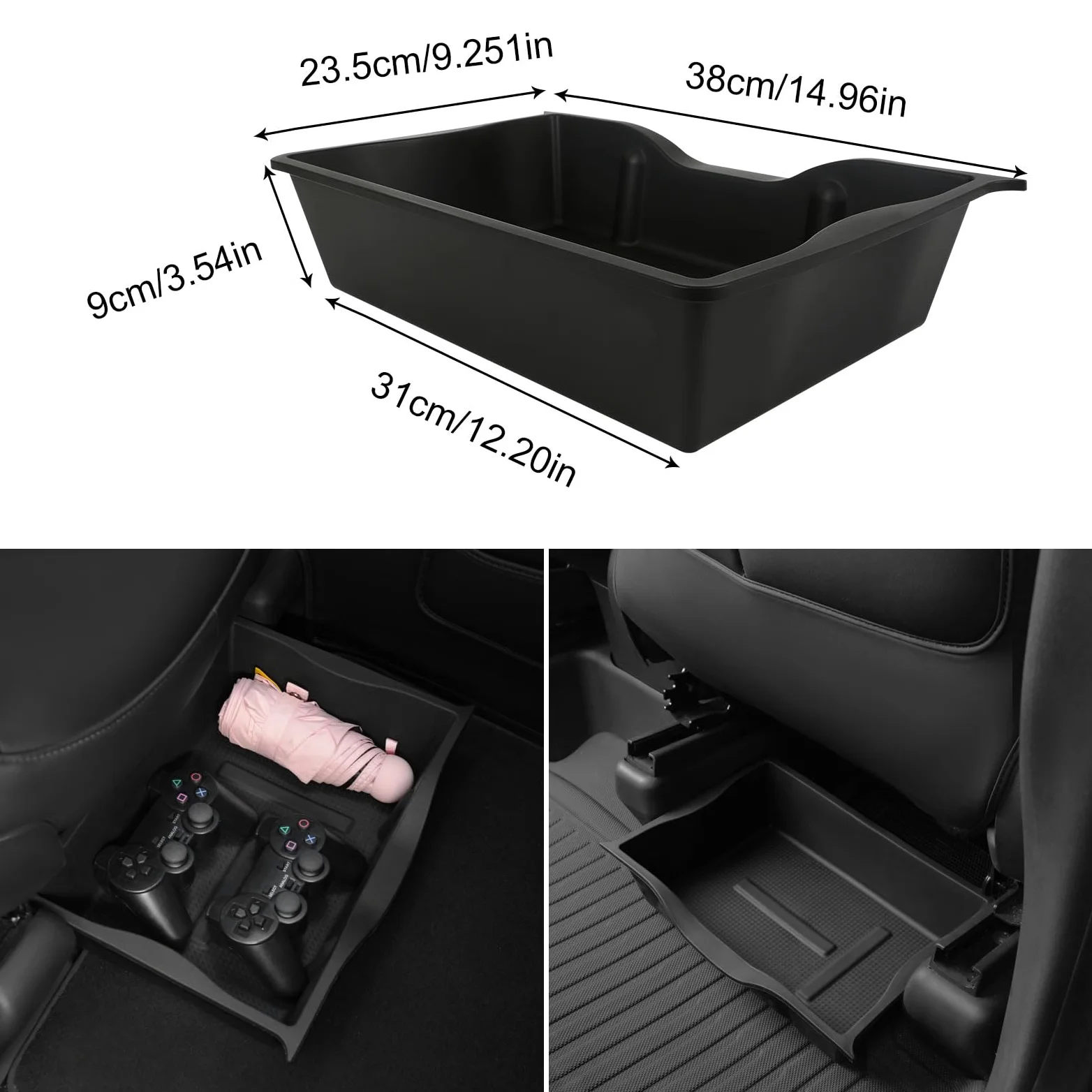 Tesla Model Y 2021-2023 Silicona Caja Almacenamiento Debajo Asiento Delantero con Tapa