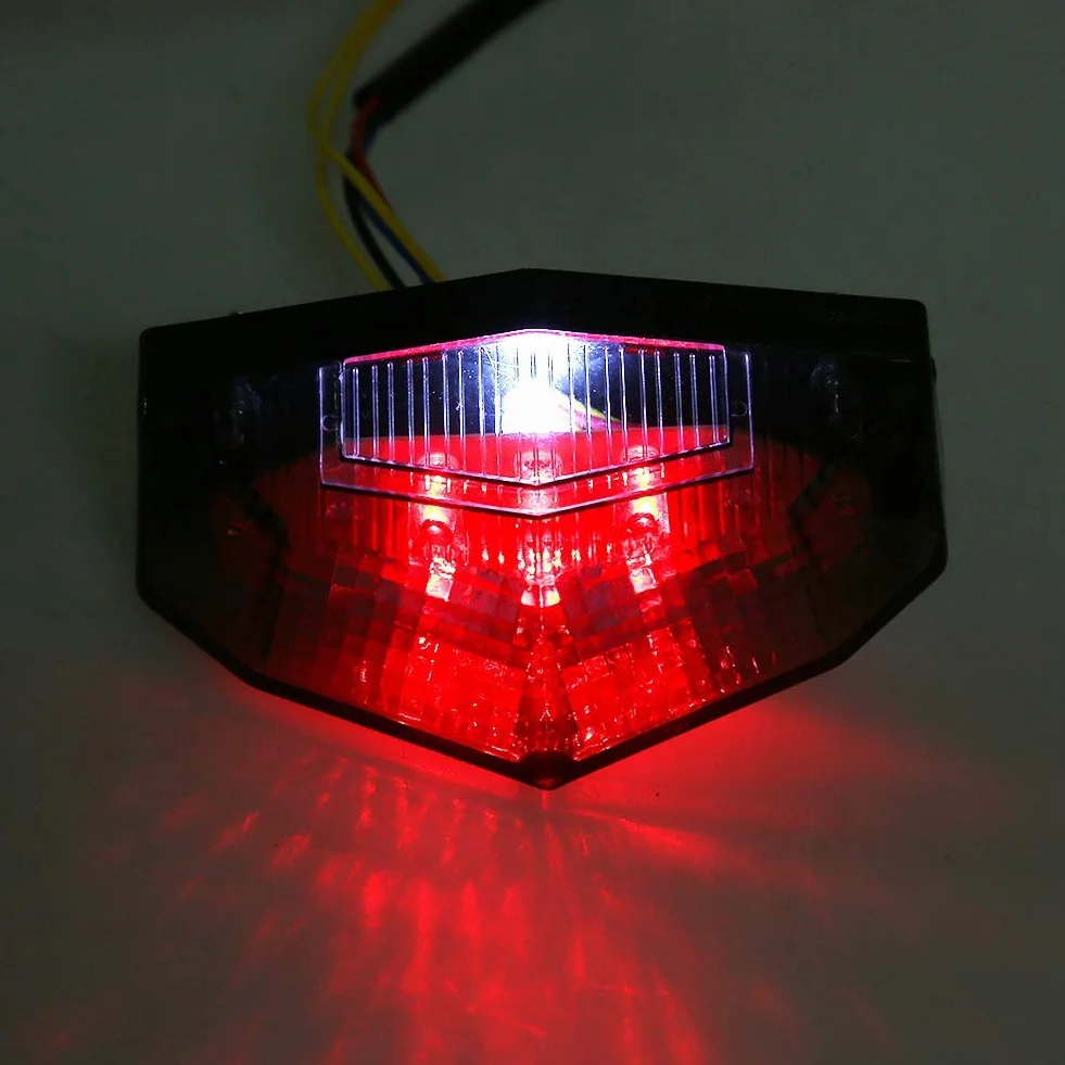 Yctze Lámpara de cola LED modificada para motocicleta, luz de advertencia de luz trasera Luz trasera con señal de freno