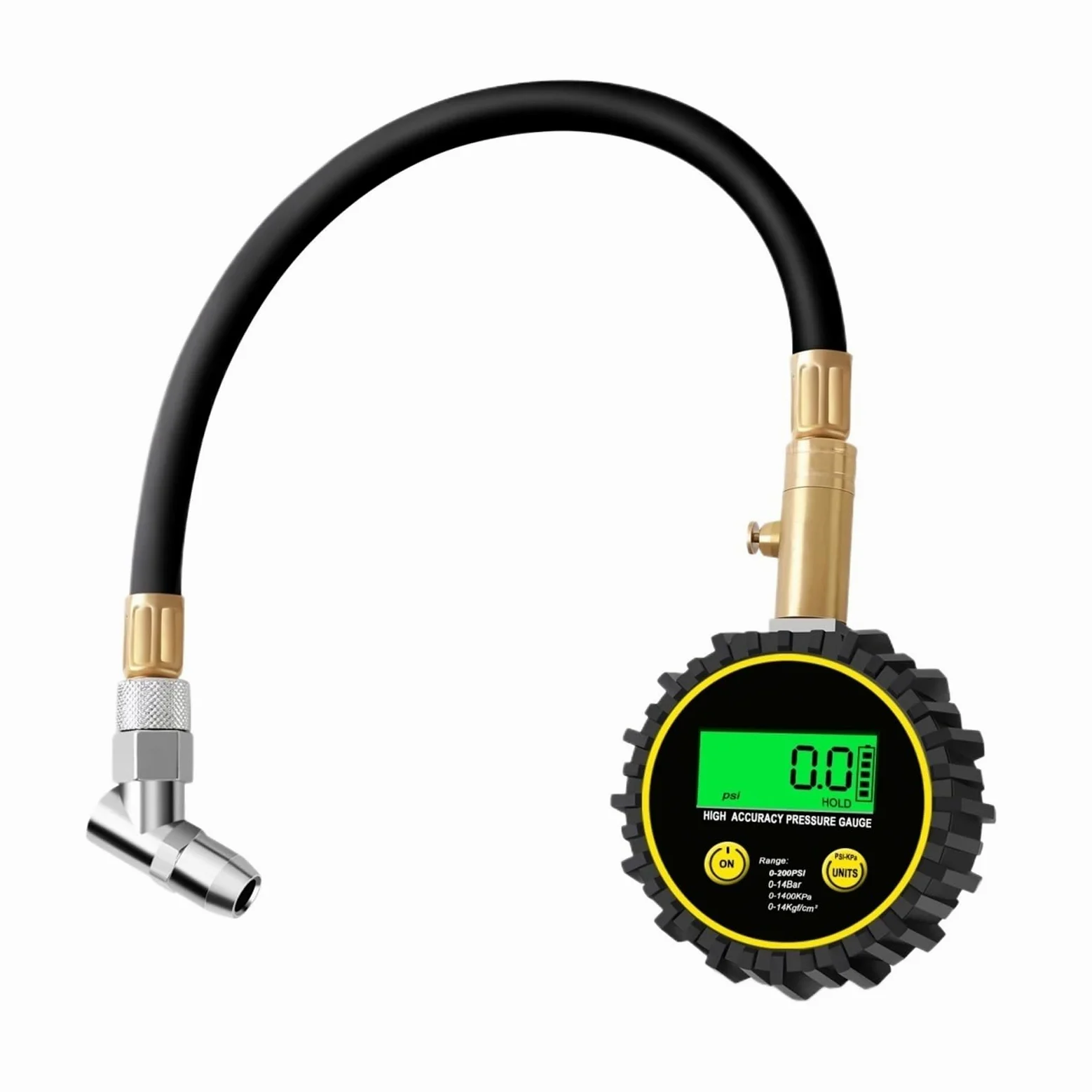 Manómetro de neumáticos Manómetro De Presión De Neumáticos De Coche, 200 PSI, con Manguera Flexible Y Pantalla LCD Retroiluminada, Manómetro Digital For Coche, Camión, SUV