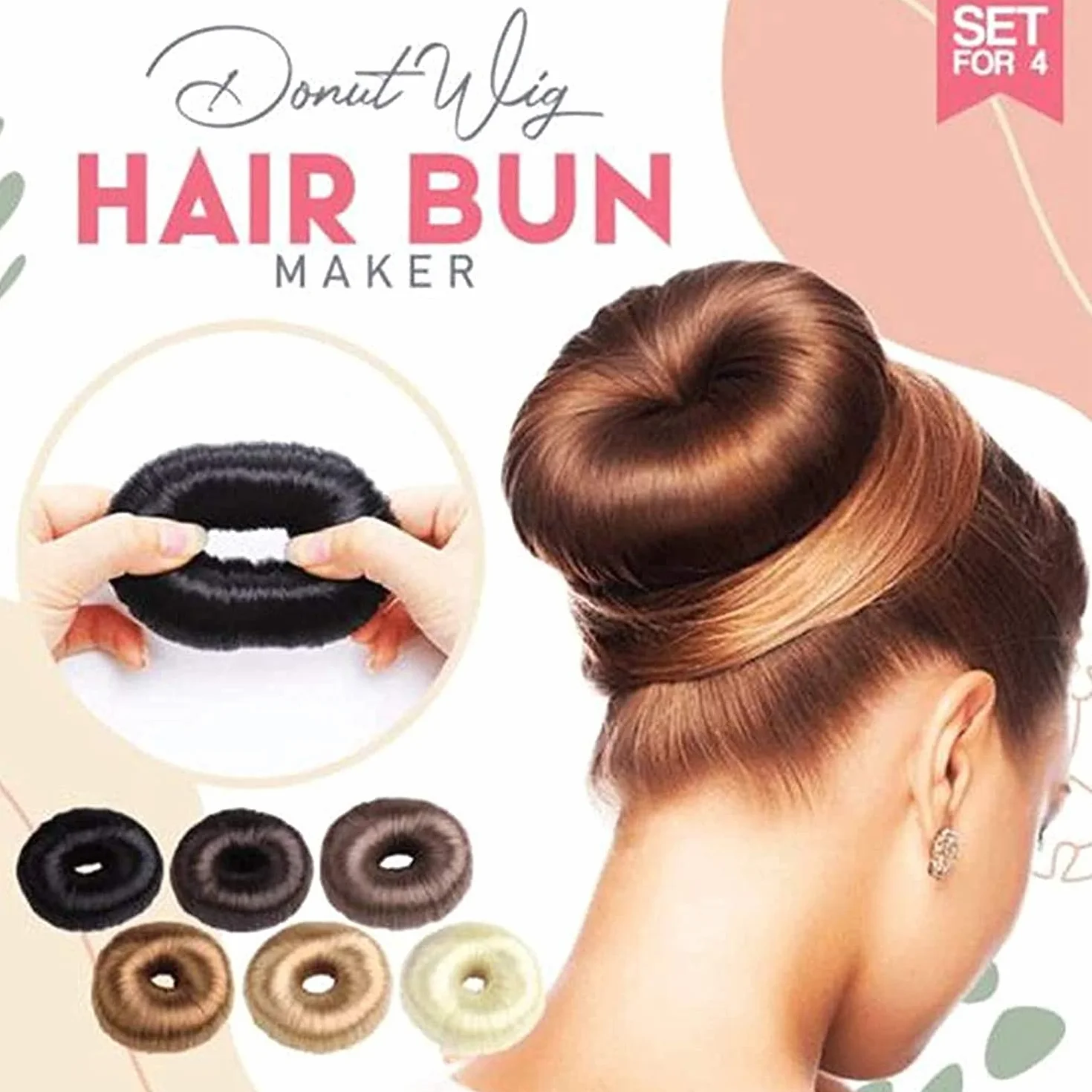 Donut Hair Bun Maker Set 4 Pcs Hair Bun Shaper for Women Girls