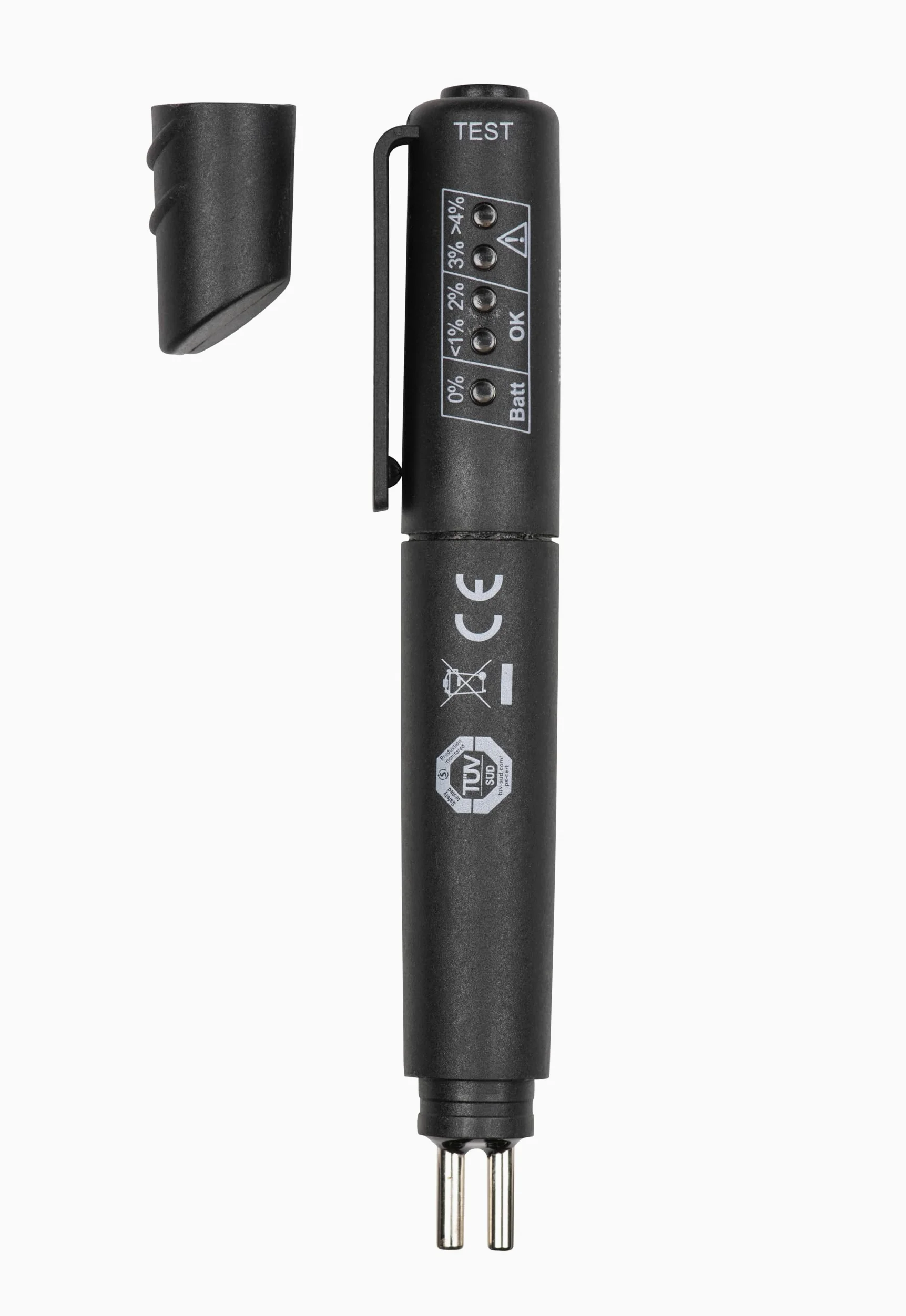 Comprobador de líquido de frenos Testboy 50 (DOT4), dispositivo de prueba (puntas de medición iluminadas con cinco LED, batería incluida, rango de medición: DOT 4), negro