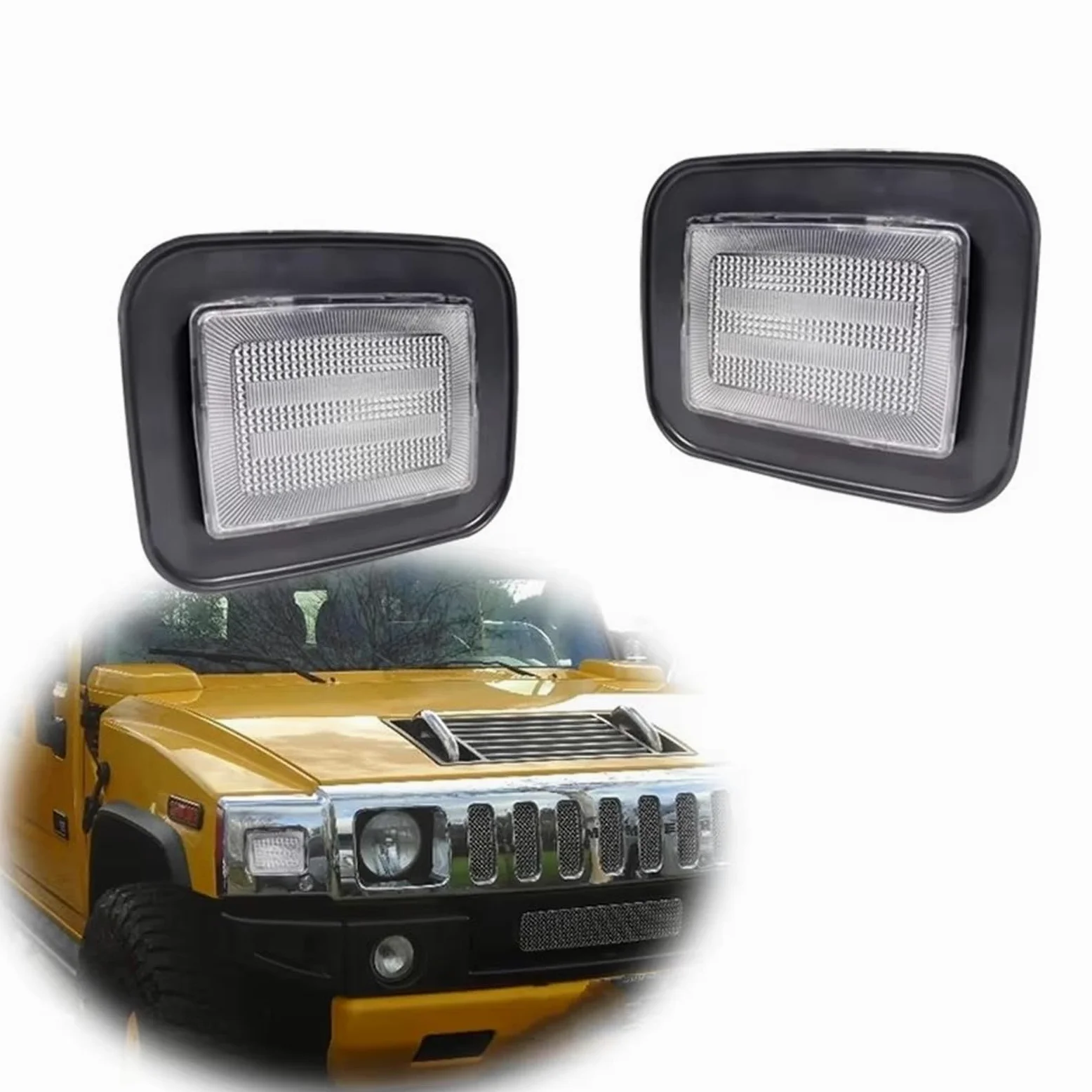 Luces de posición Para Hummer Para H2 2003-2009 Para SUT 2005-2009 Lente Cubierta Luz Intermitente Delantero Coche Carcasas Sin Casquillo Bombilla Intermitentes Laterales(Smoked Lens)