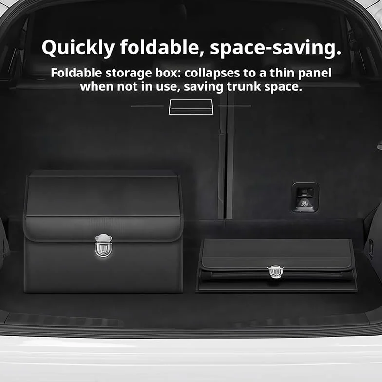Organizador de Maletero de Coche para Chrysler Grand Voyager 2000-2011, Caja de Almacenamiento Plegable de Cuero con Tapa y Asas, Bolsa Organizadora con 1 Divisor, 53x32x30cm,Red