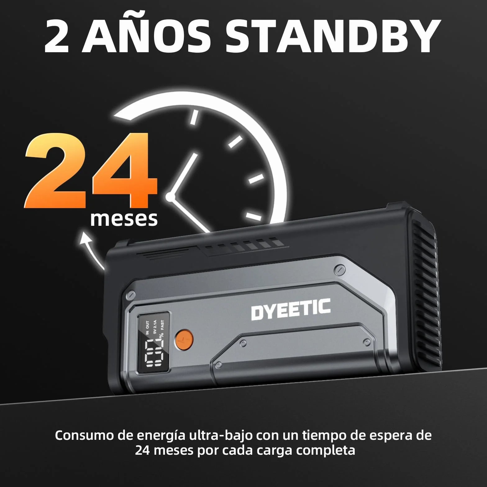 Arrancador de Coche, 6000A Arrancadores de batería de Coche,12V Jump Starter Portátil (para All Gasolina o 10L Diesel) con 18W Carga Rápida, Linterna LED de Emergencia, Cables de Arranque