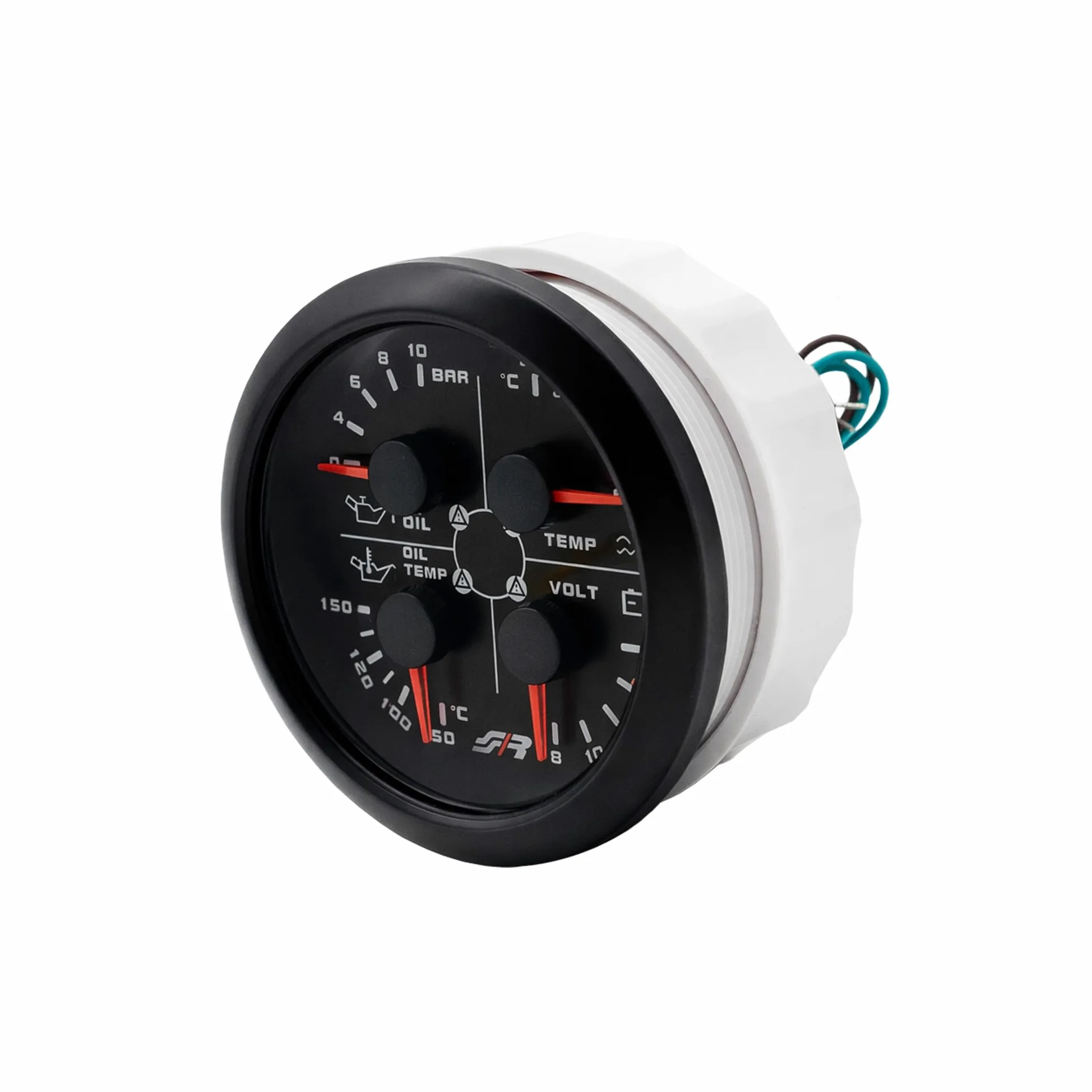 Simoni Racing Indicador multifunción de 85 mm – Presión del aceite/temperatura del aceite/temperatura del agua/voltaje