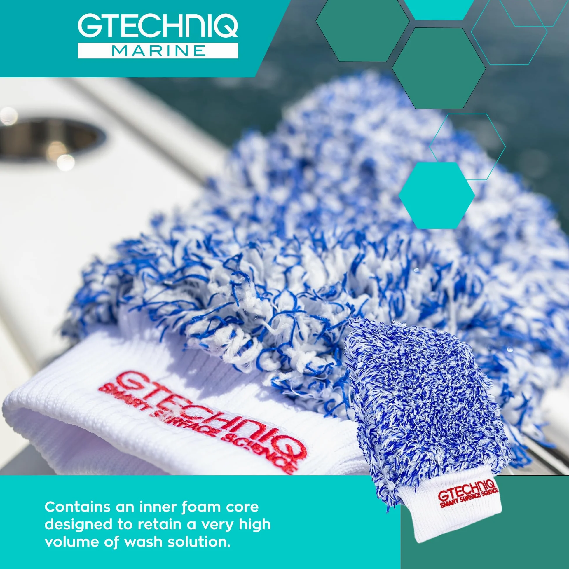 Gtechniq Manopla de Microfibra Cuidado de Superficies Marinas, Unisex Adulto, Azul, Talla única