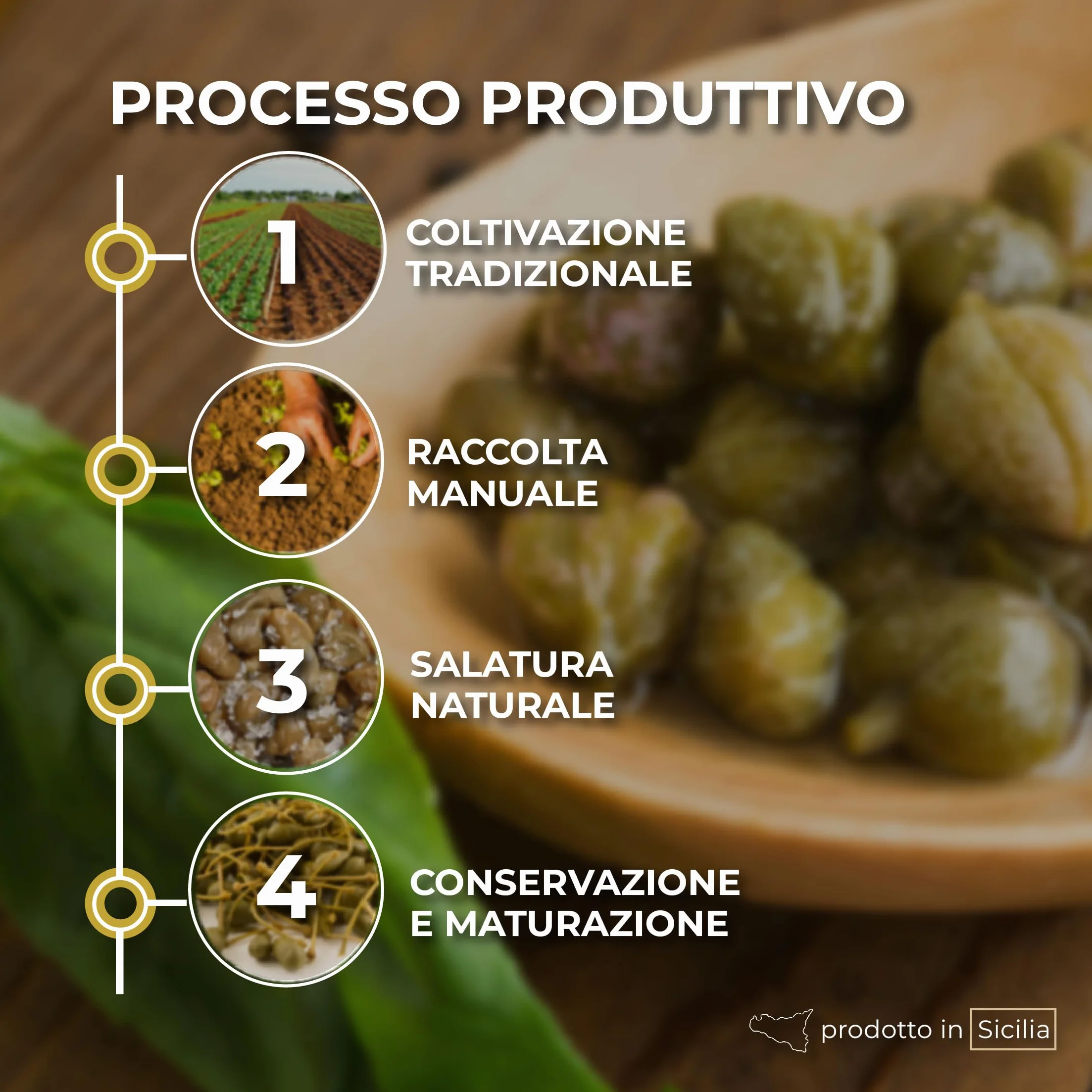 RACILIA Alcaparras Medianas Bajo Sal DOP Islas Eolias - Sin Gluten 250gr