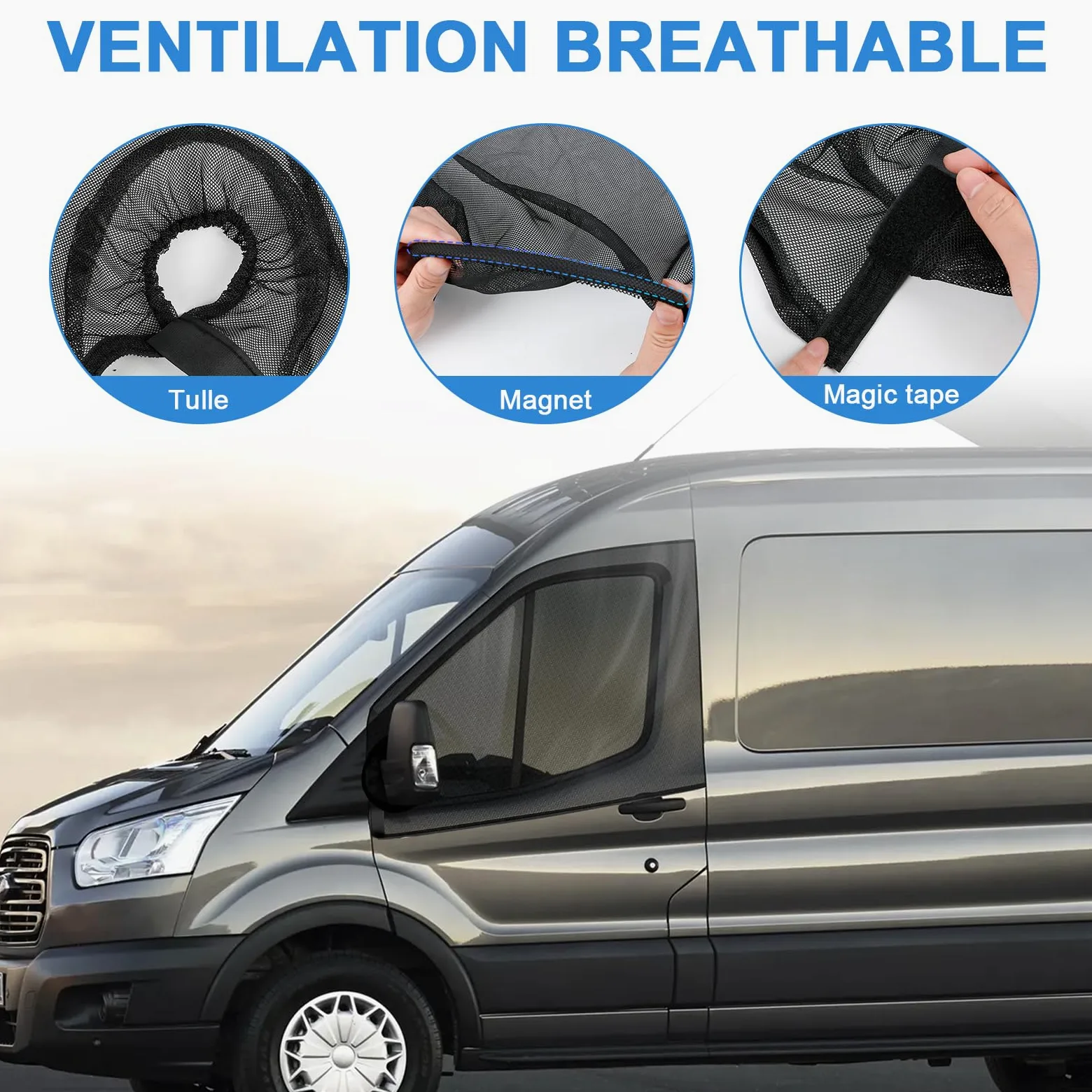 Mosquitera para Puerta Delantera Coche Ventana Parasol Compatible con Mercedes Sprinter, 1 para Amino Universal, Compatible con FIAT Ducato, Transpirable Compatible con Otra Vans