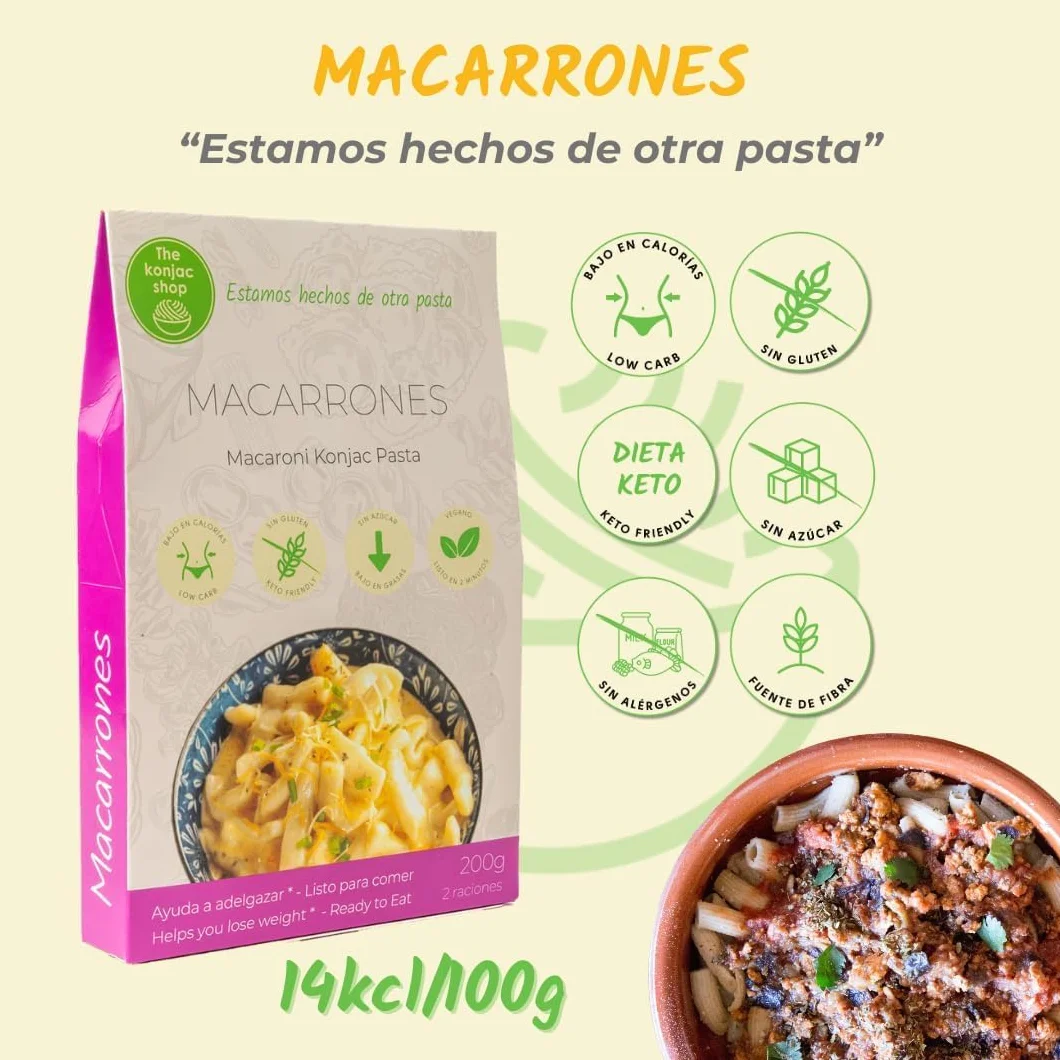 The Konjac Shop - Pack de 6 Unidades de 270g Pasta Shirataki Sin Gluten Bajo En Calorias y Carbohidratos Aptos Para Veganos, Dietas Keto, Low Carb