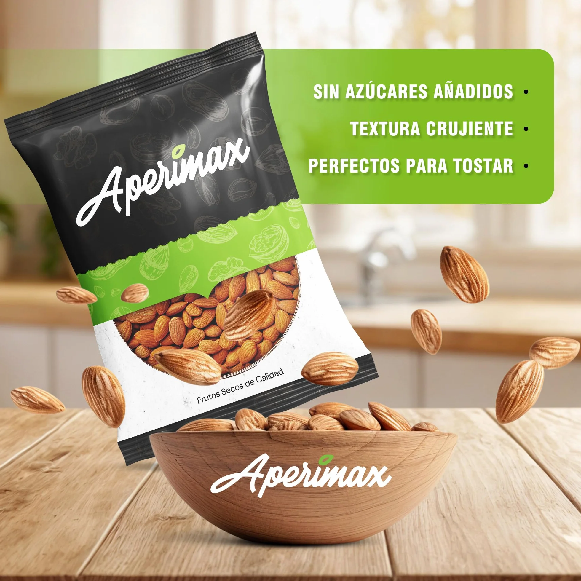 APERIMAX Almendras crudas naturales alto contenido en fibra Frutos secos sin gluten vegano