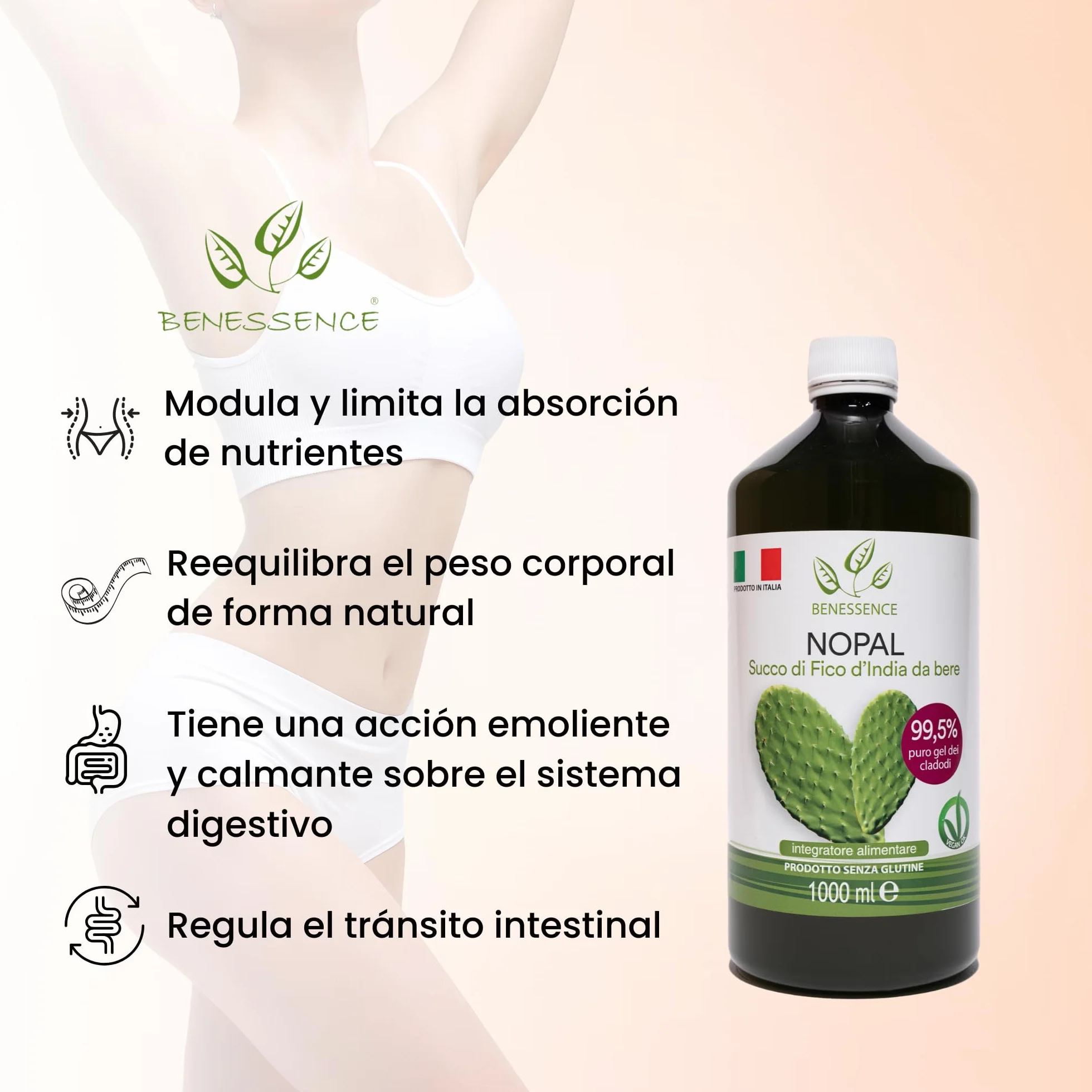 Benessence Nopal Zumo de higo chumbo 99,5% 1L