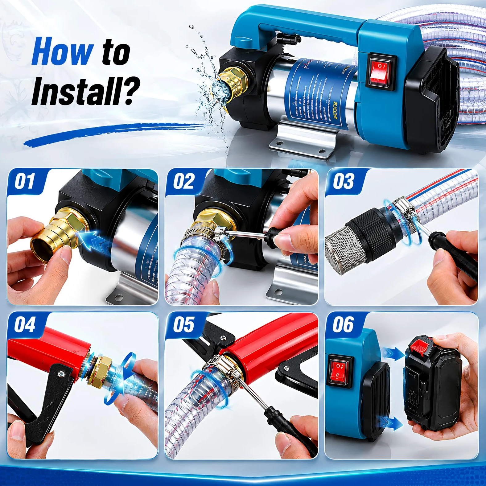 Bomba eléctrica inalámbrica diésel 45L/min compatible con Makita 18 V, bomba de aceite autocebante para diésel/queroseno, bomba de aceite portátil