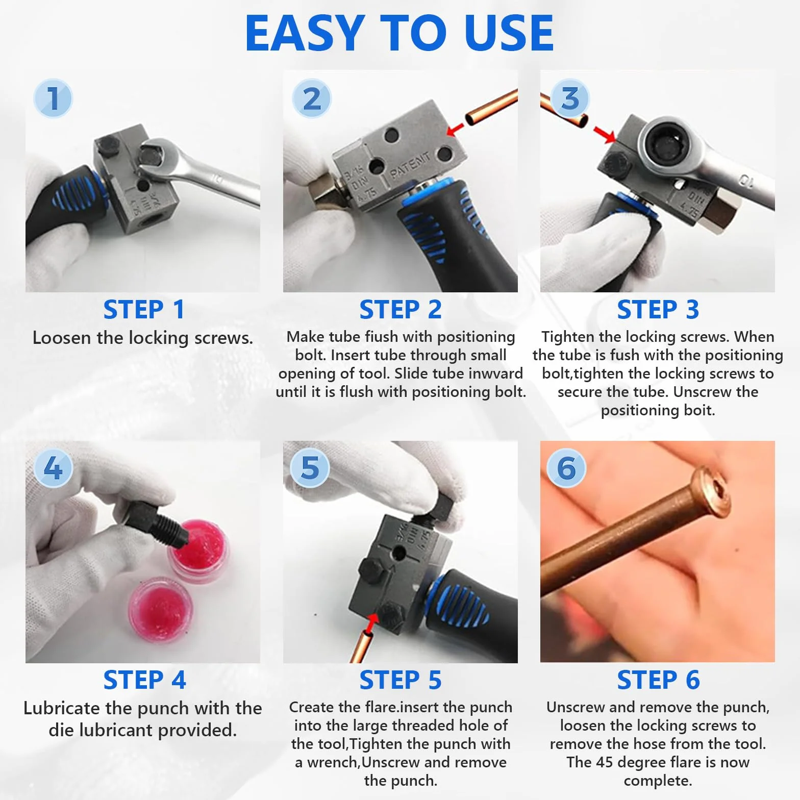 Herramienta de abocardado de tuberías de freno para abocardados DIN doble universal, kit de herramientas de abocardado para tuberías de freno de automóvil, herramienta de abocardado para