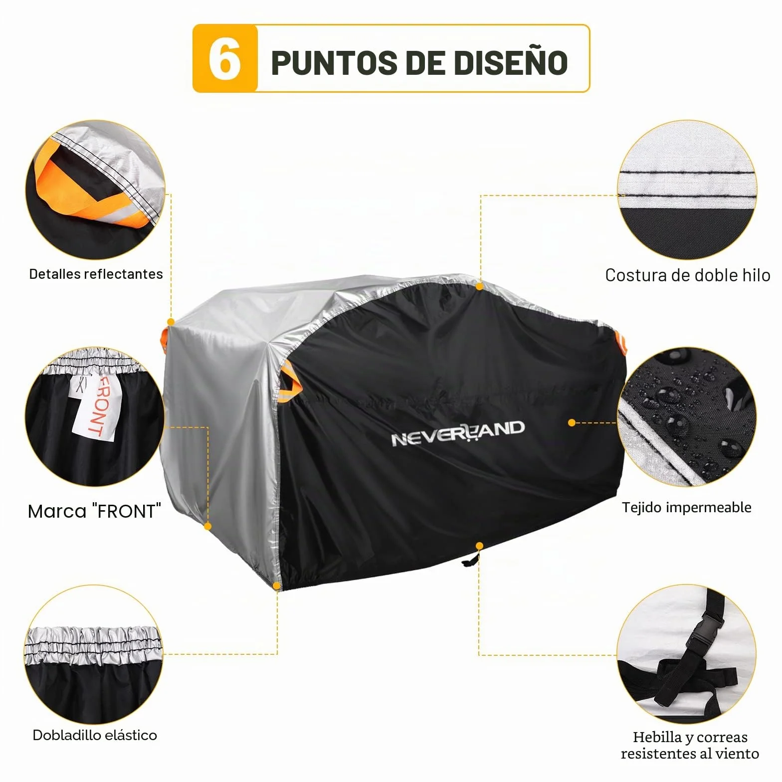 NEVERLAND Impermeable Funda para Quad ATV - Cubierta Exterior con Tafetán de Poliéster 190T - ATV Cubre Quad Protección contra Lluvia, Nieve, Polvo, Granizo y Sol (256x110x120cm)