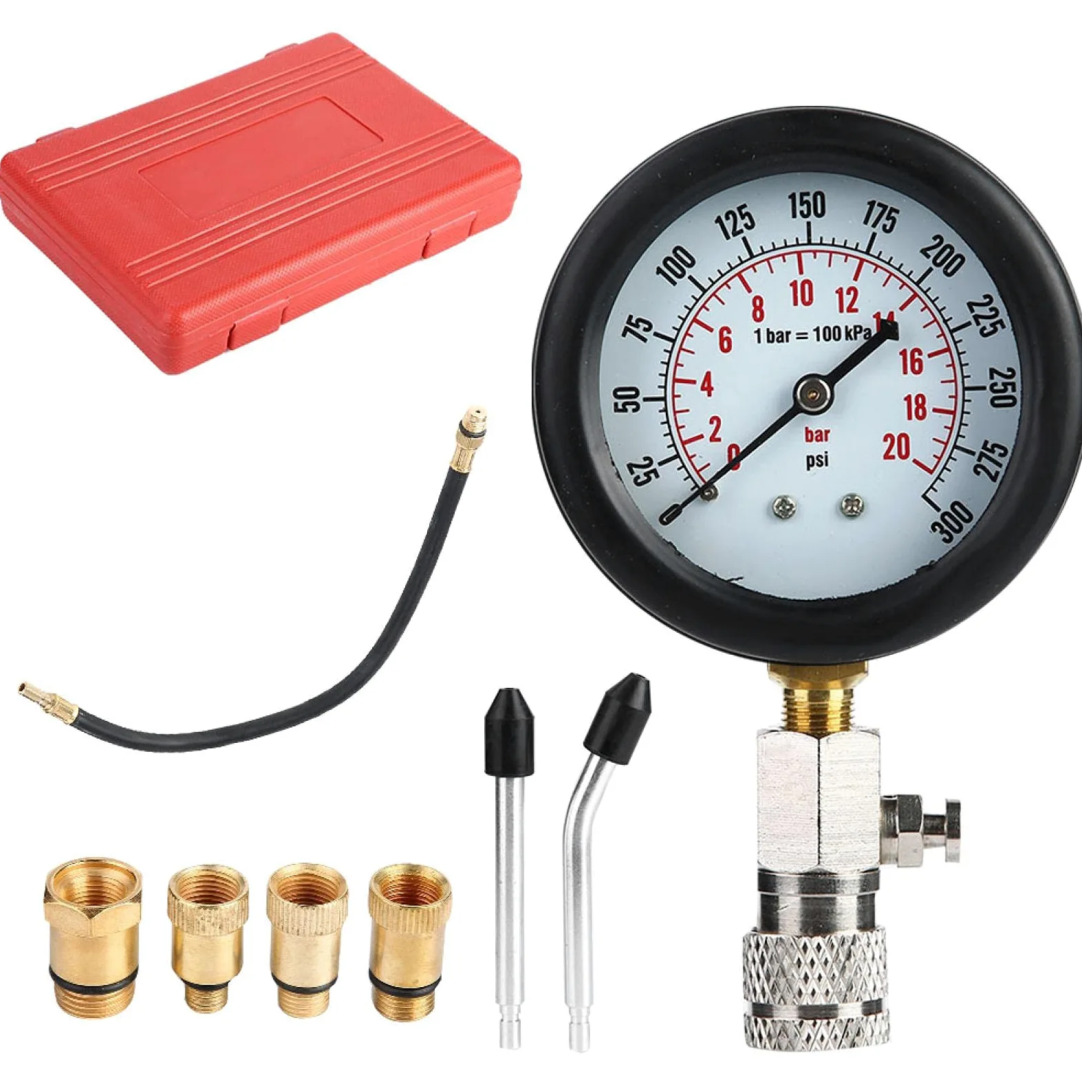 Kit de comprobador de compresión de motor, kit de prueba de presión de combustible, kit de medidor de comprobador de compresión de motor de gasolina, kit de prueba automotriz de cilindros de motor d