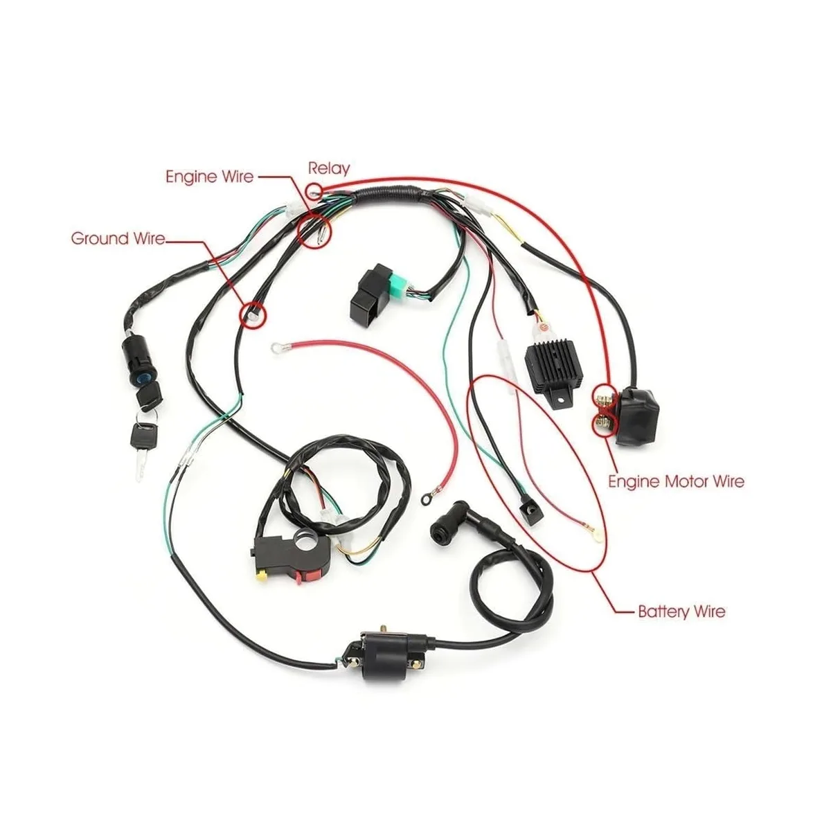 CDI AC para Motocicleta Kit Completo de arnés de cableado de Arranque eléctrico de Encendido CDI 6 bobinas para