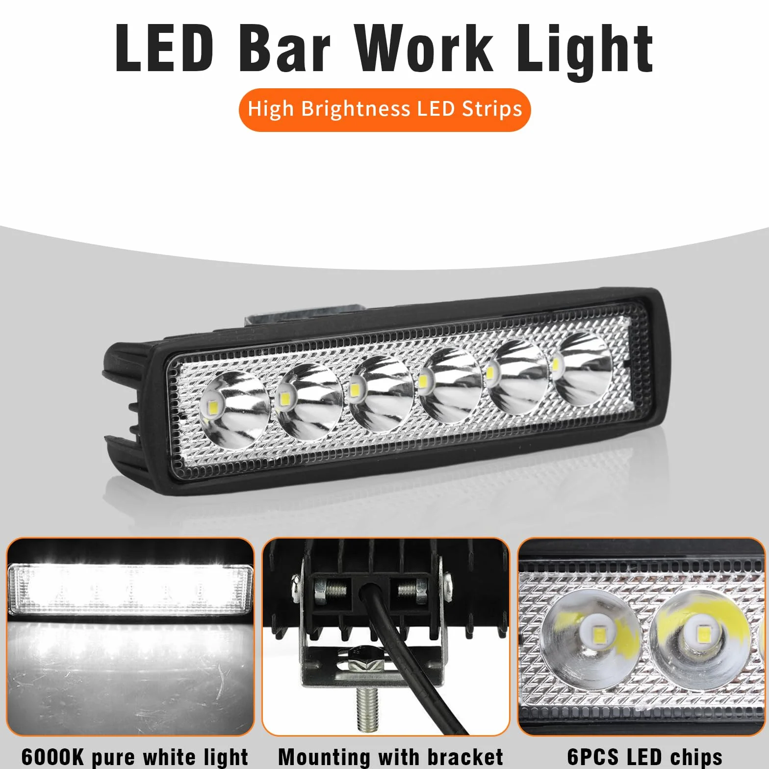 2 Piezas Focos Led Tractor 12V 18W, Faro Trabajo LED, Faros LED Tractor, Focos de Coche 6000K IP67 Impermeable para Coche Tractors Barcos ATV UTV SUV