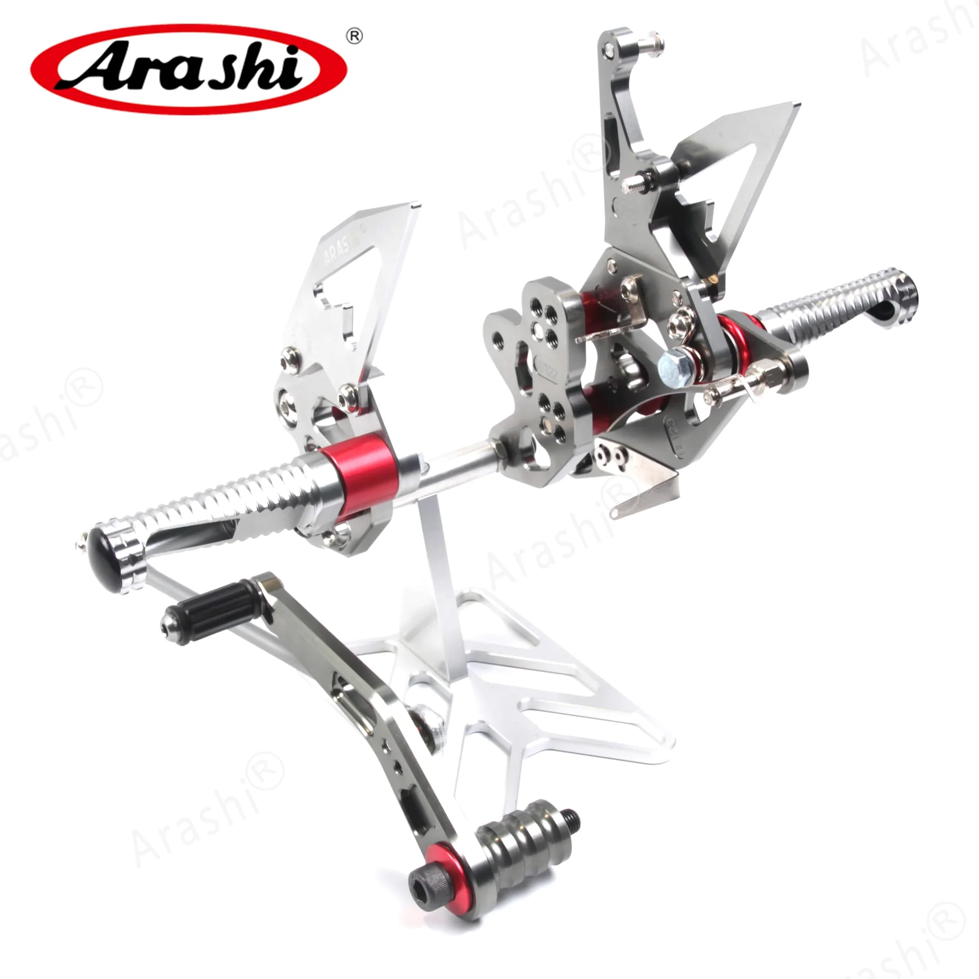 Arashi (Versión 2.0) Ajustables Reposapiés Estriberas Retrasadas para Suzuki GSXR 600 750 2006-2010, Gris Accesorios motocicletas Clavijas de pie Pedales