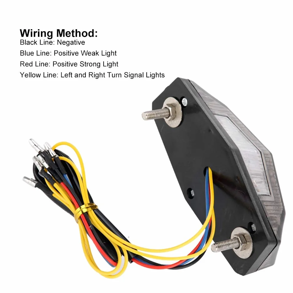 Yctze Lámpara de cola LED modificada para motocicleta, luz de advertencia de luz trasera Luz trasera con señal de freno