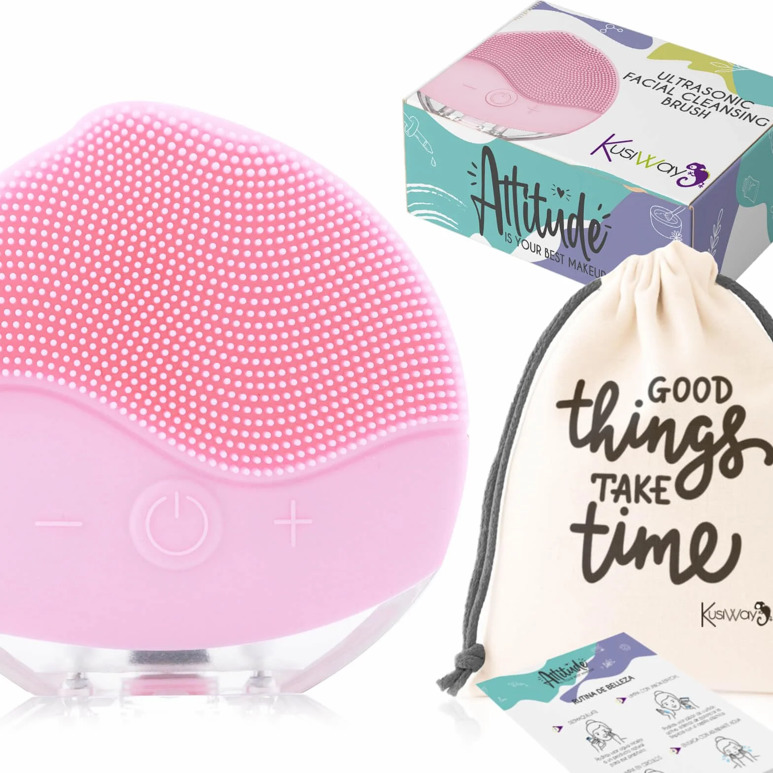 Attitude Cepillo facial limpiador eléctrico recargable de silicona resistente al agua IPX6