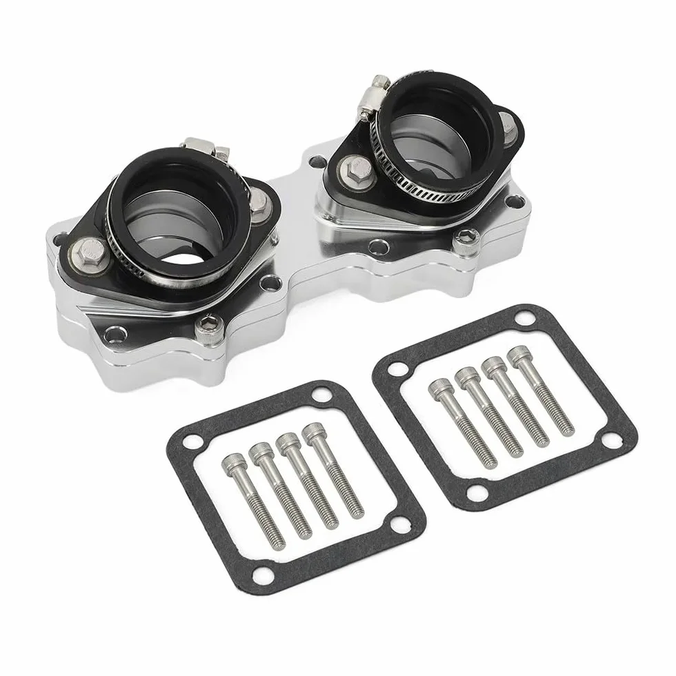 carburador de desbrozadora de gasolina Para Yamaha Banshee 350 YFZ350 Billet para colector de admisión Kit arranque para 33 34 35 36mm ATV para Keihin para Mikuni Reed Valve carburador(Prata)