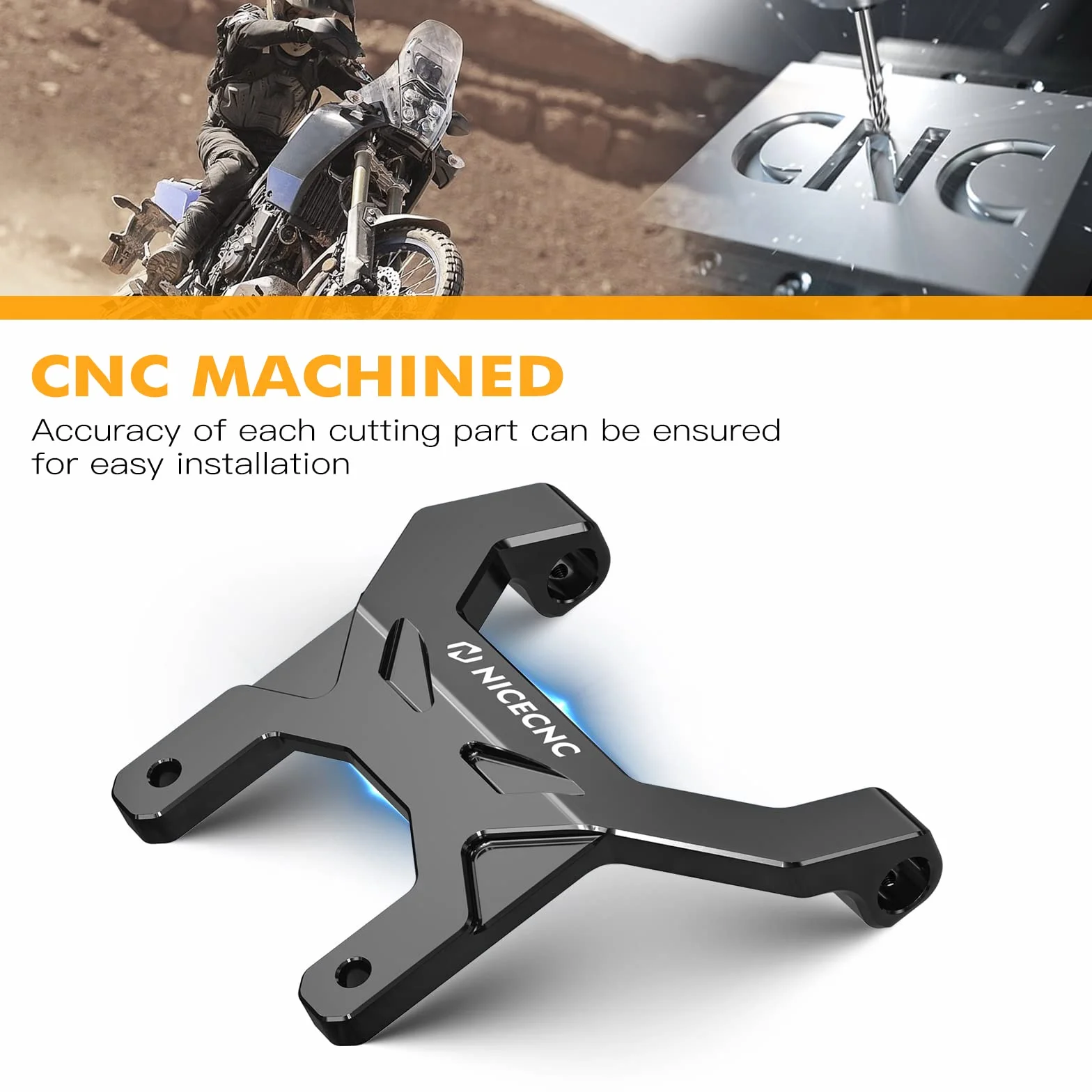NICECNC Estabilizador de Tablero Negro antivibración Compatible with Yamaha Tenere 700 XTZ700 2019-2024, no es Compatible with Pantalla TFT Digital, aleación de Aluminio
