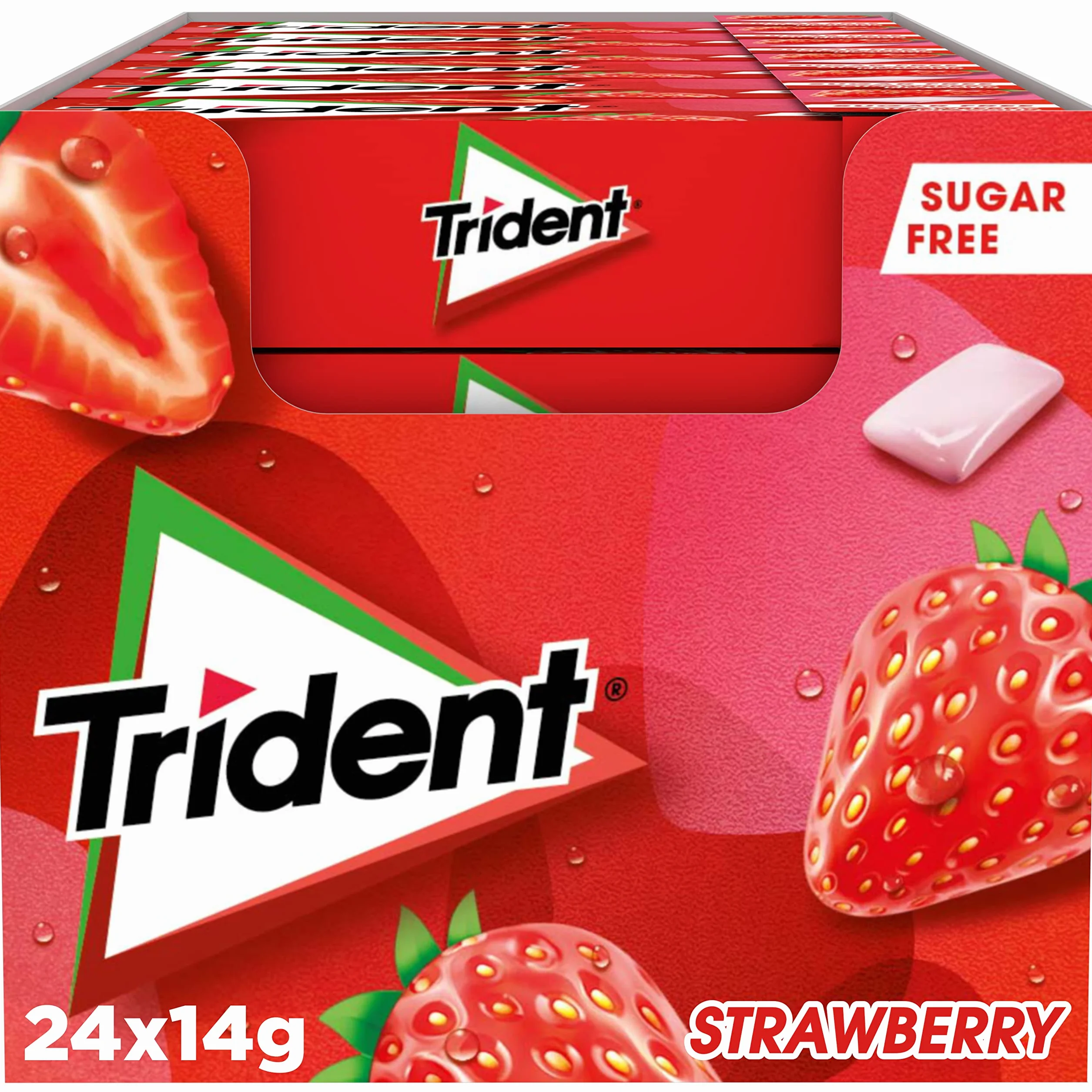 Trident Fresh Gragea Fresa Chicles sin Azúcar con Sabor a Fresa Paquete de 24 Envases de 14,5 g