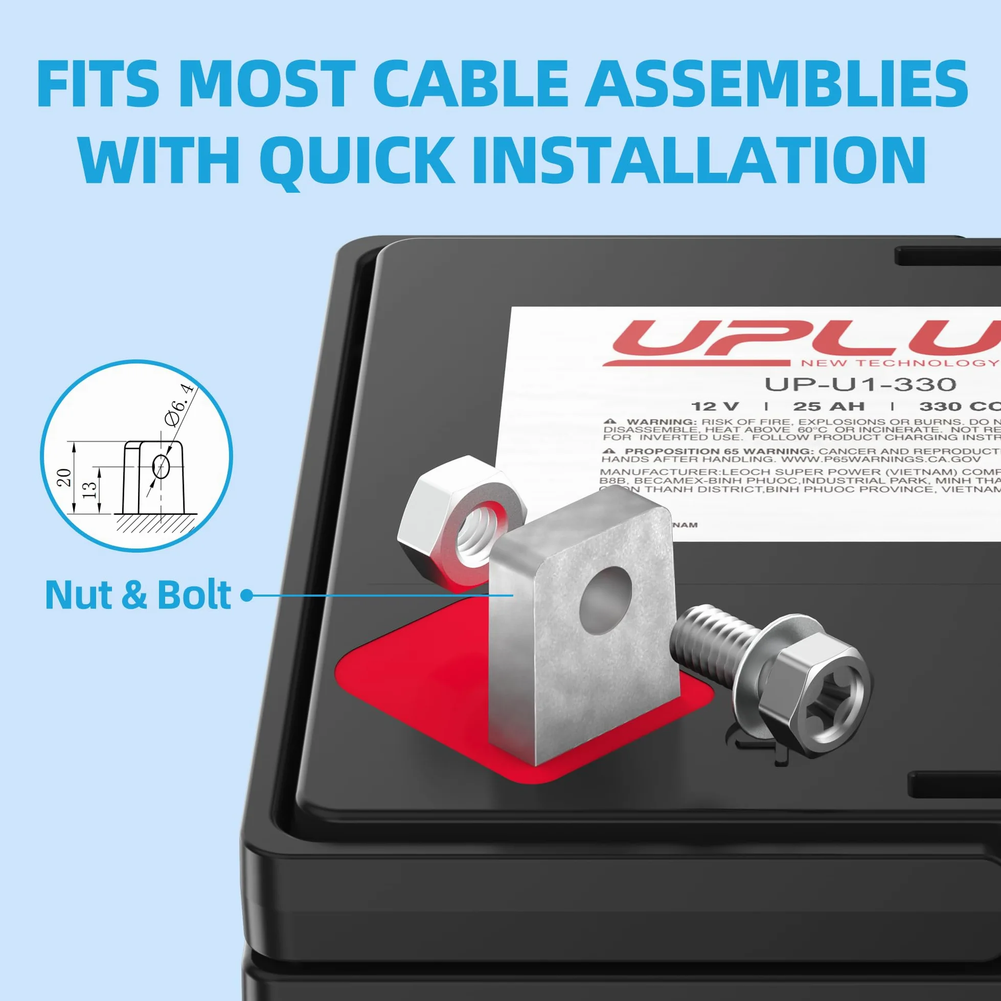 UPLUS U1 - Batería para cortacésped, 12 V, 330 CCA para tractores de jardín | Baterías AGM sin mantenimiento, aptas para John Deere, Cub Cadet, Husqvarna, Craftsman, Toro, Ariens, Poulan Pro y Troy-Bilt