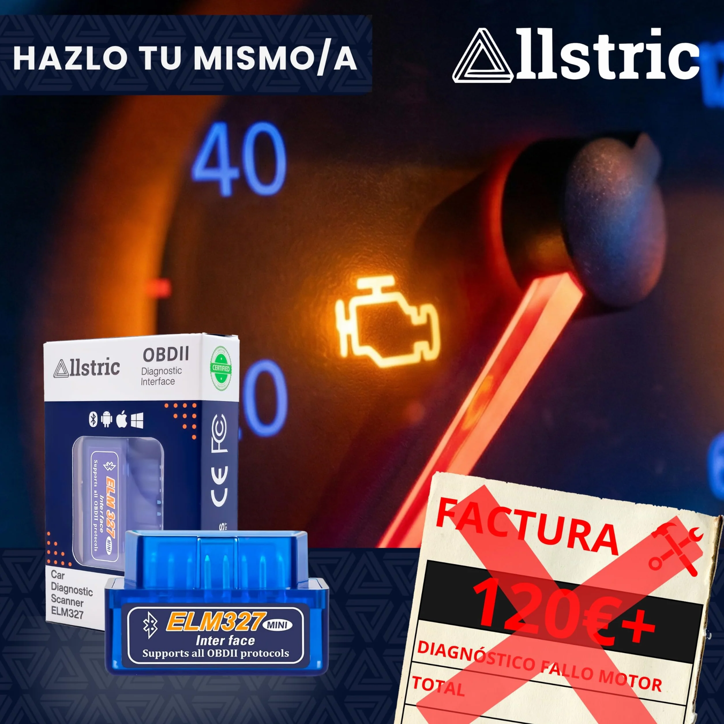 Obd2 Diagnosis Coche Multimarca. ELM 327 Lector y Herramienta de Análisis y Diagnostico. Obd2 Bluetooth OBD Original para Escaner. Maquina Diagnosis Coche de Fallos y Errores.