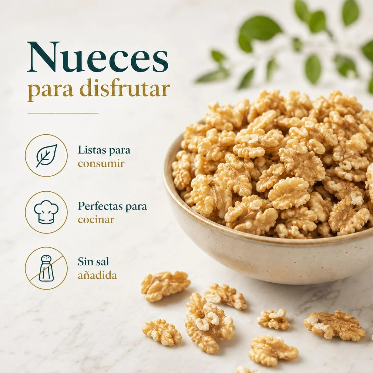 Samskara Nuez Pelada AL VACIO Gran Calibre a Mano Premium 600 g | Nueces Naturales Extra Light, Fruto Seco en Cuartos, Snack Gourmet 100% Natural sin sal