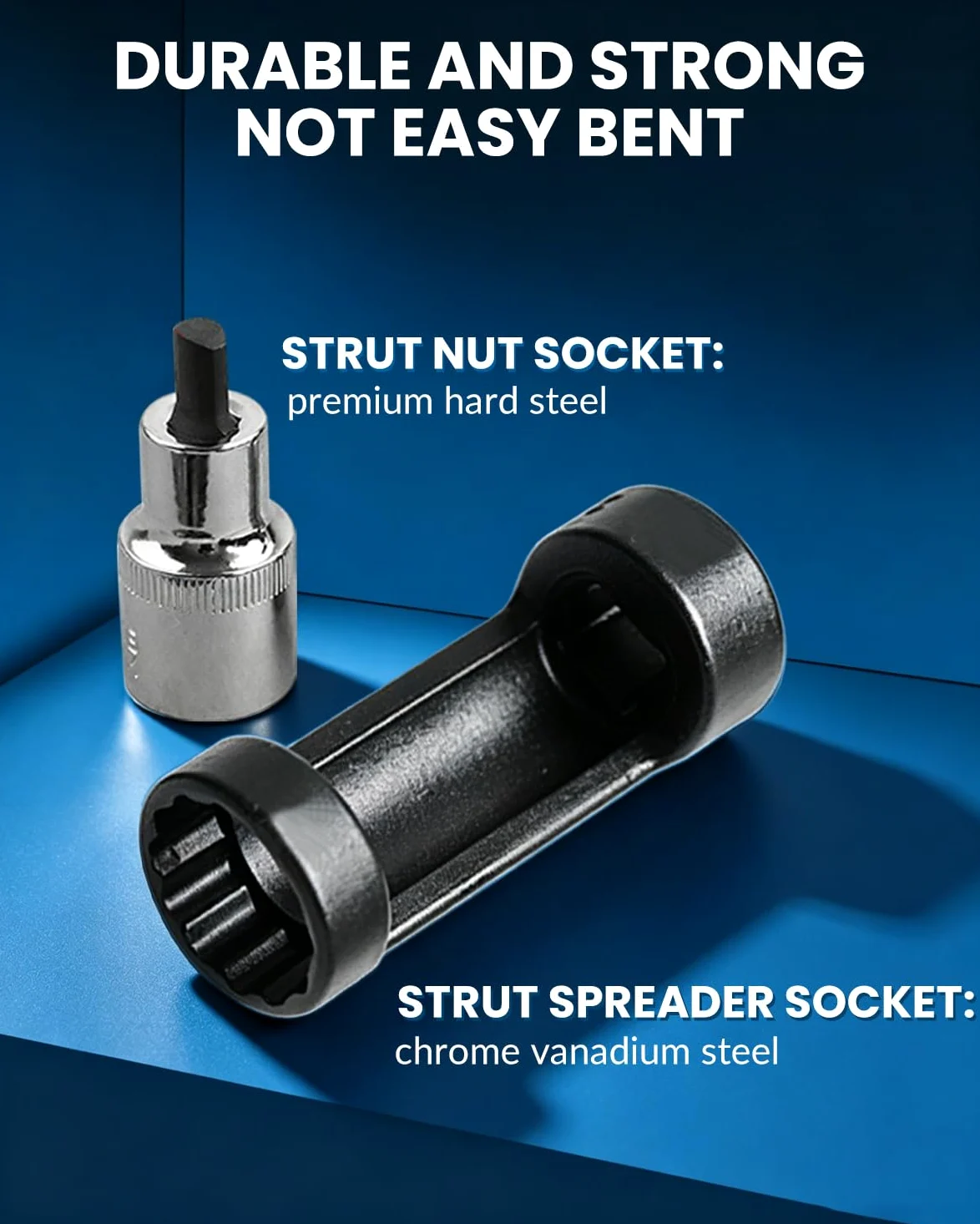 DPTOOL Enchufe de tuerca de puntal de 16 mm, 18 mm, 19 mm, 21 mm, 22 mm, 24 mm con 12 puntos, 1/2 ", enchufe esparcidor de puntal de suspensión, herramienta de amortiguador de 8 piezas