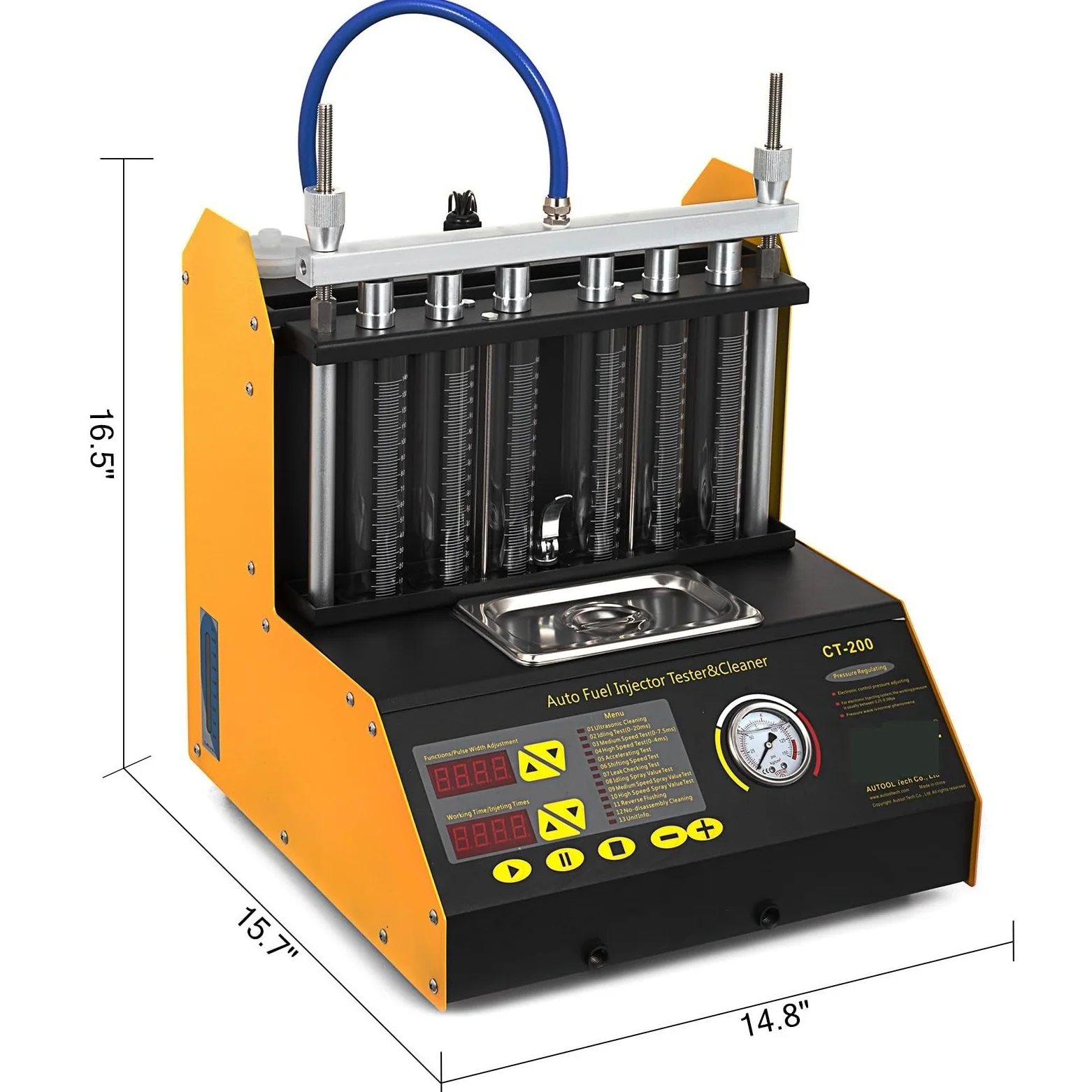 Limpiador de inyectores de combustible CT200, máquina de limpieza, 4/6 cilindros, herramientas limpiadoras de inyectores de ondas ultrasónicas for coche y motocicleta