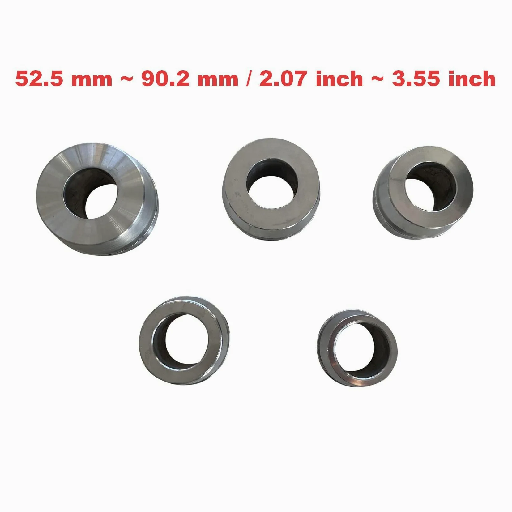 Juego de Conos cónicos para equilibradora de Ruedas con Eje de 40 mm, de 52,5 mm a 90,2 mm (2,07 a 3,55 Pulgadas), 5 Unidades, Accesorio para reparación de neumáticos