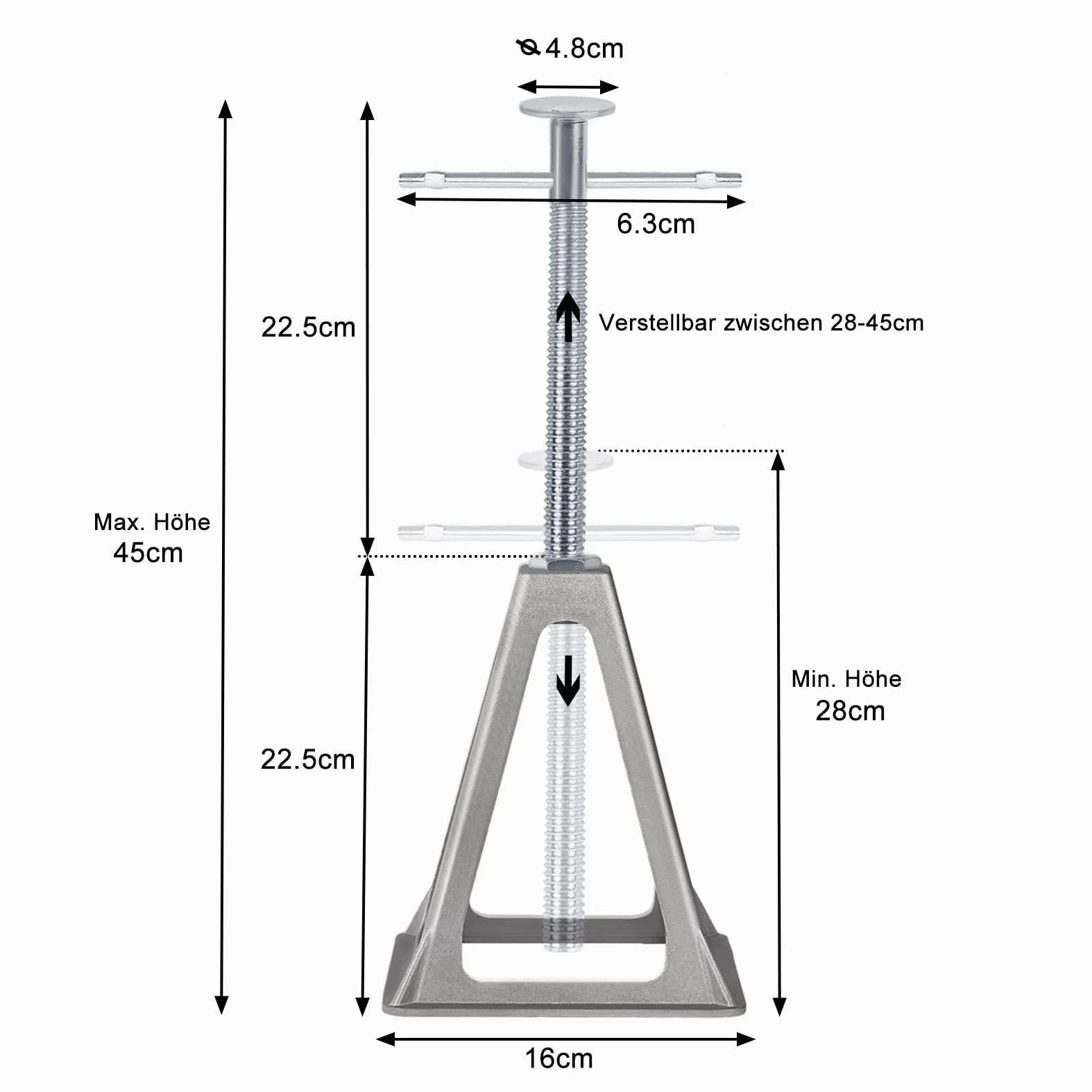 FIVMEN 4 caballete de aluminio para coche, 280 – 435 mm, altura ajustable, 1 T, para remolques, caravanas