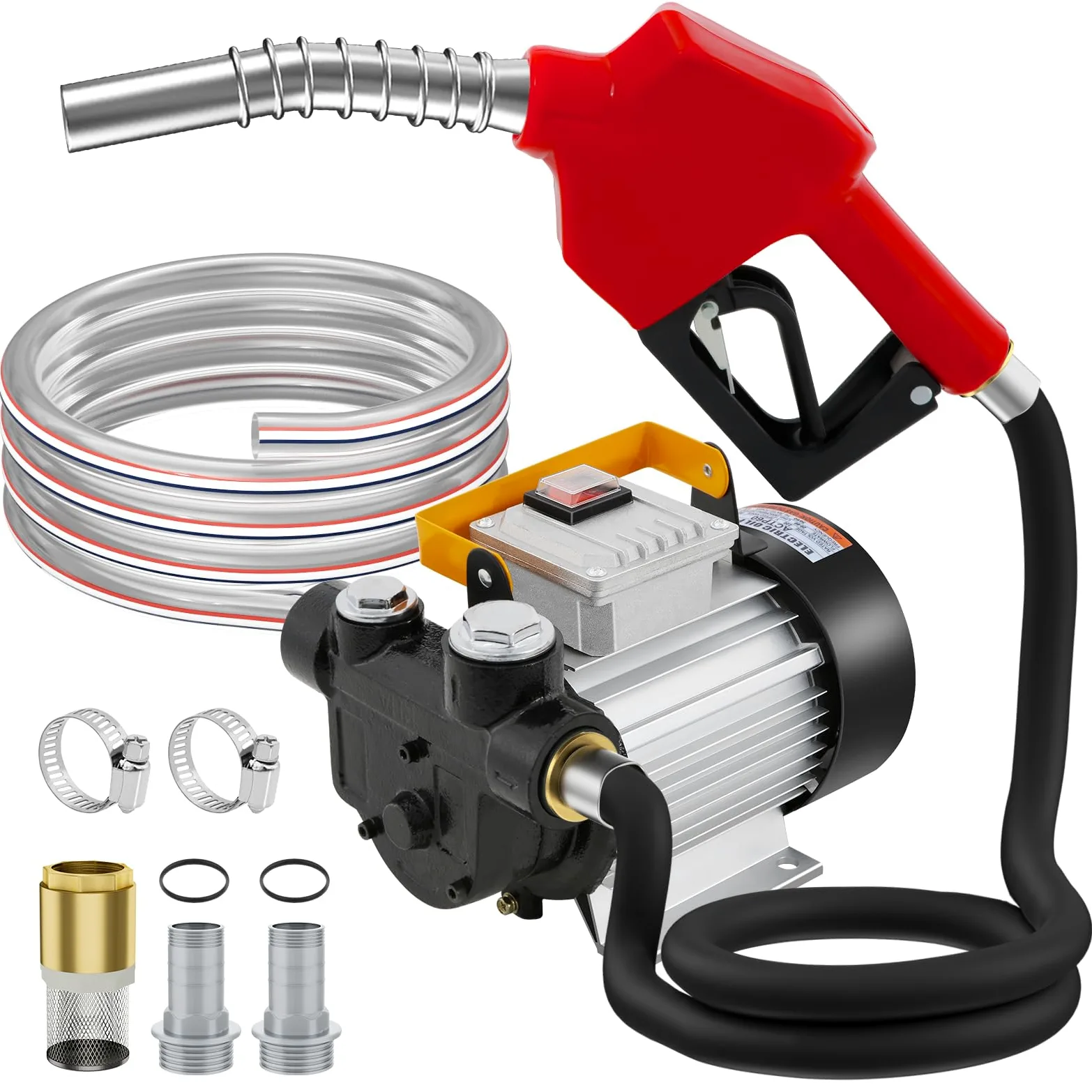 Bomba de diesel 550W, 20-60 l/min, bomba de aceite con boquilla y 4 m de mangueras para bombear diesel, queroseno y aceite de calefacción, bomba de combustible portátil para casa, granja y obra