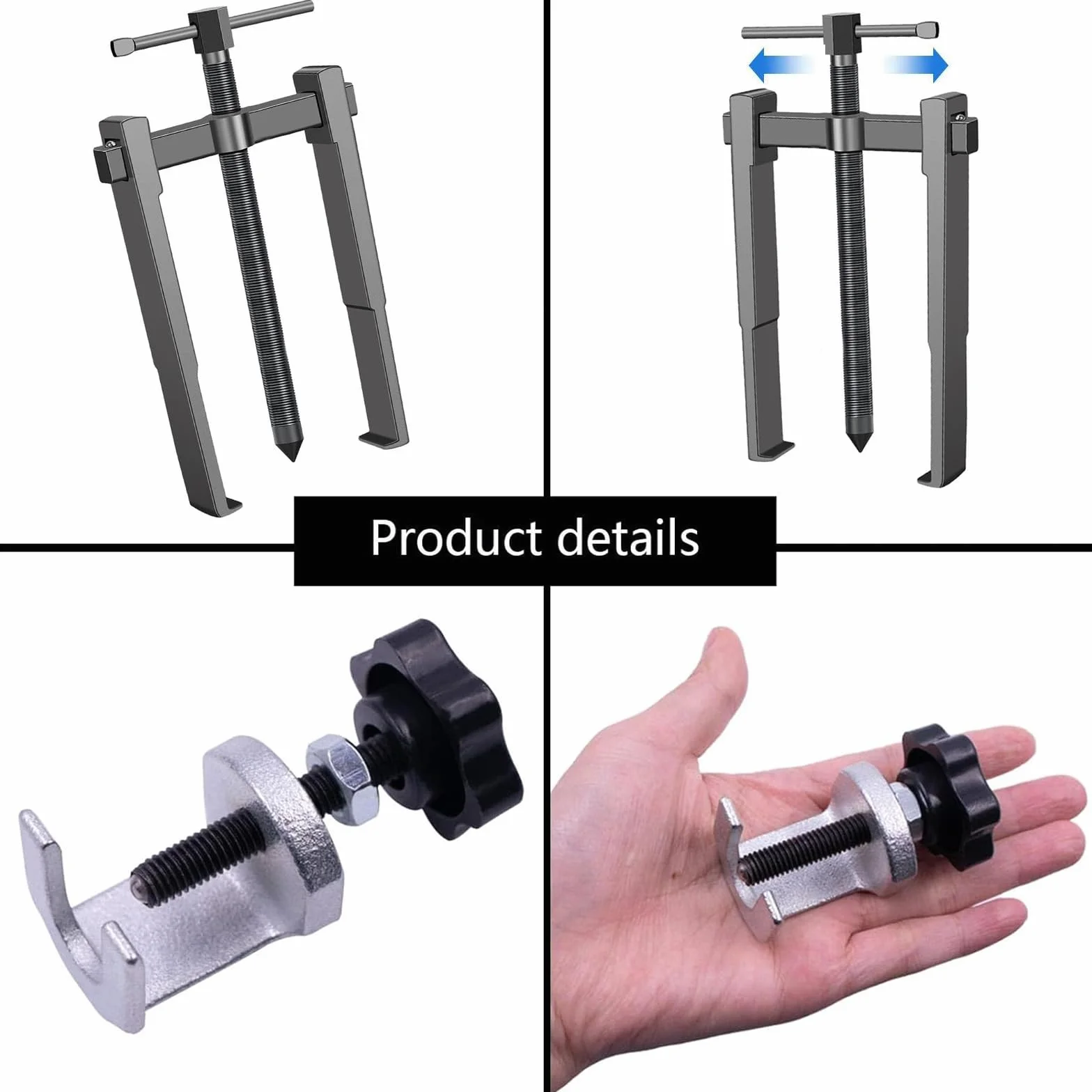 2 extractores de brazo de limpiaparabrisas, extractor de limpiaparabrisas ajustable, brazo de limpiaparabrisas, herramienta de desmontaje de abrazaderas de polo, extractor de brazo