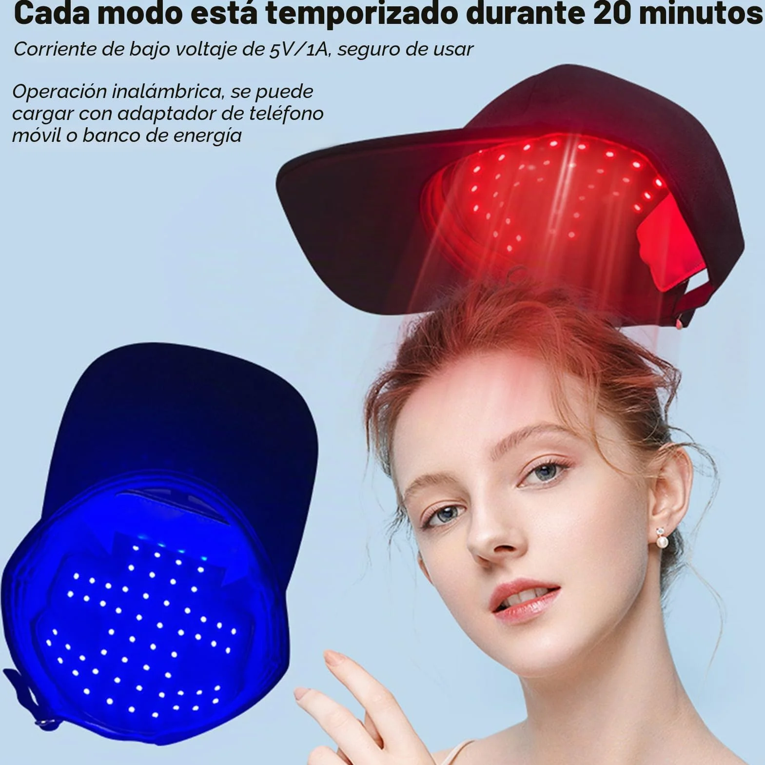 Gorra de crecimiento del cabello LED luz roja infrarroja para alopecia