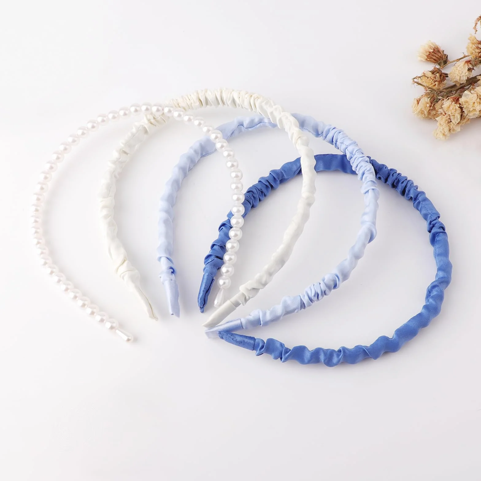 DRESHOW Diademas de Moda para Mujer de Perlas y Florales Antideslizante Acolchadas de Plástico Vintage Accesorios para el Cabello