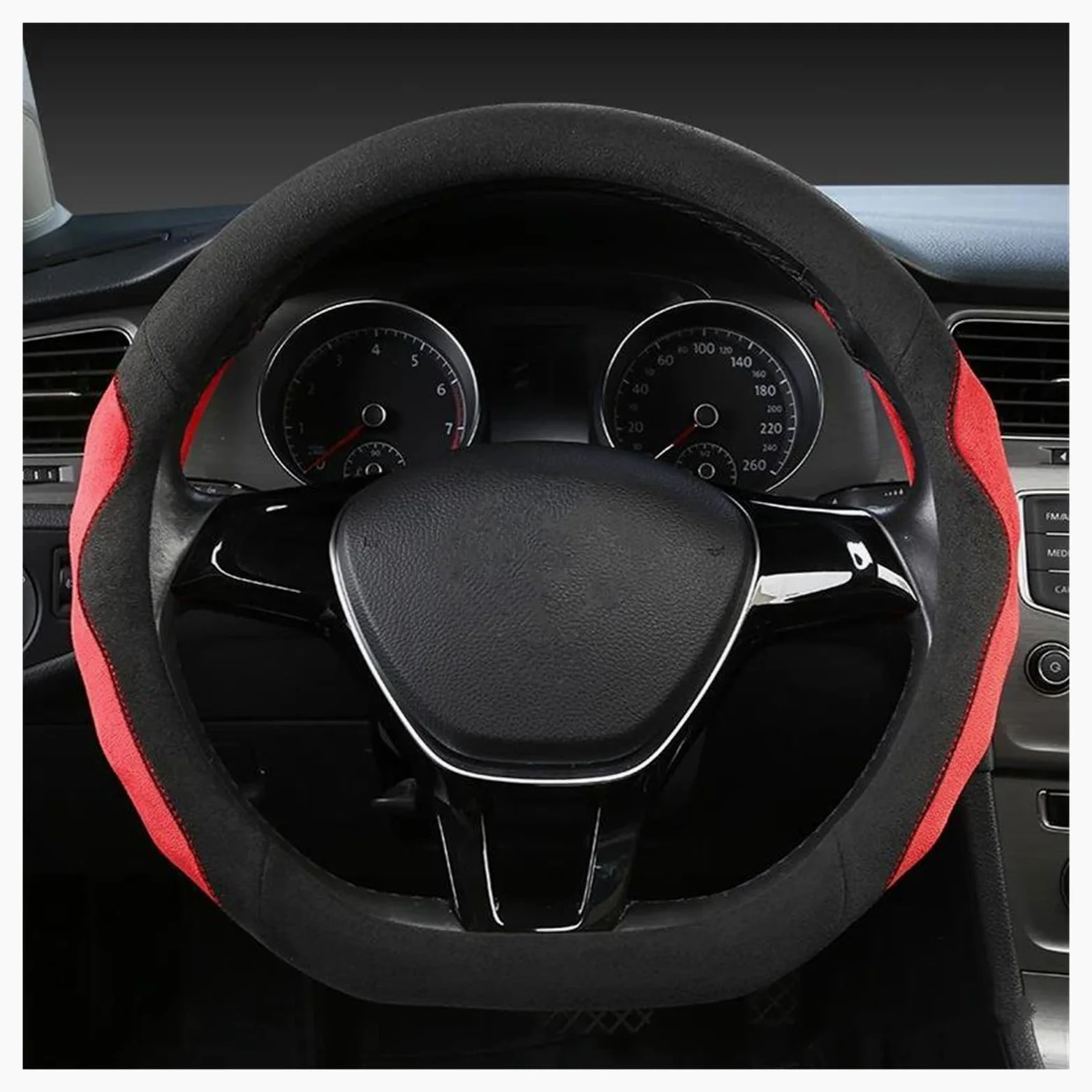 de 36 cm, Forma de D, de Piel de Ante, Funda Protectora para Volante de Coche, Talla S, para Suzuki Alto, Accesorios para Interior de Coche, Negra