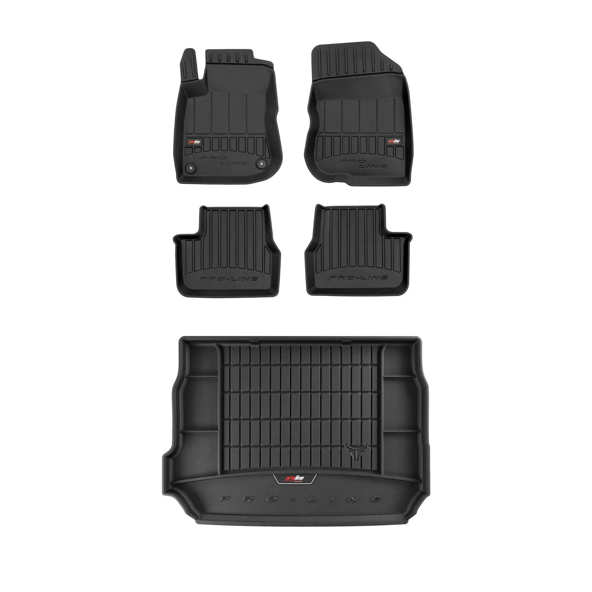 FROGUM ProLine 3D Un Juego de Alfombrillas de Goma para Coche y cubeta Maletero con Logo Alfombras para Peugeot 2008 I 2013-2019| Los Bordes más Altos