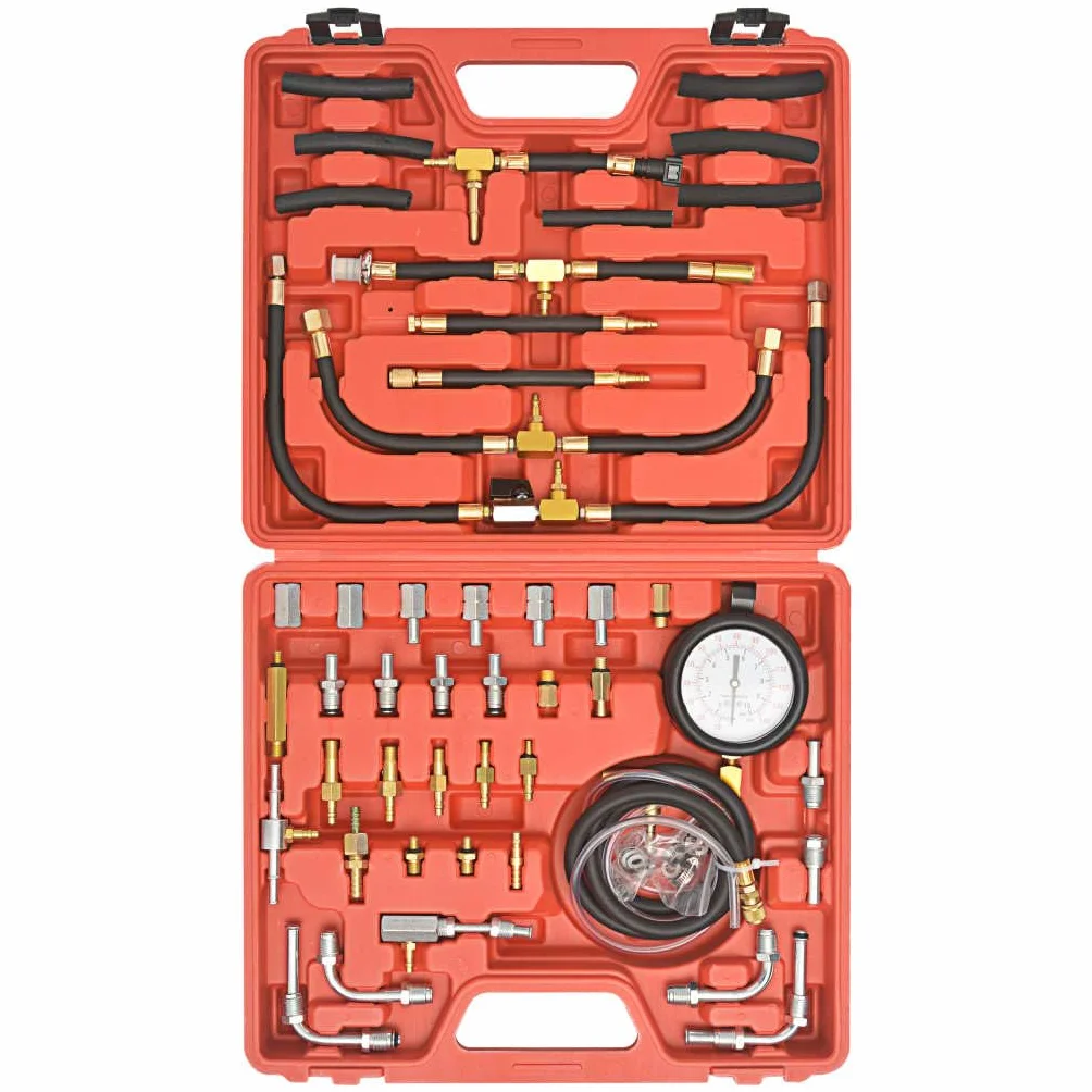 Kit de medidor de presión para inyección de combustible con manómetro, adaptador, manguera, maletín, para coche, camión, sistema de inyección de gasolina, 140 PSI, herramienta duradera