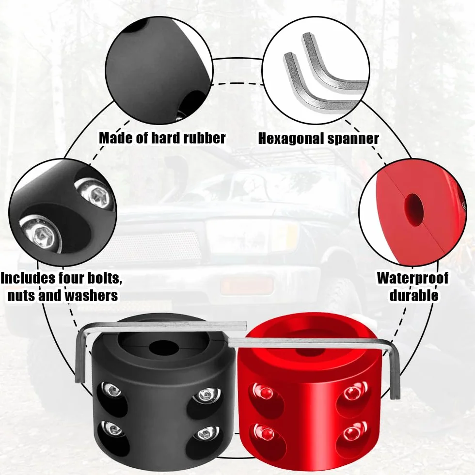 Udburd Tope de Gancho de cabrestante, 2pcs Cabrestante de Gancho de Cable Tapón Protector de Línea Resistente del Malacate tapón de Goma Apto para UTV ATV