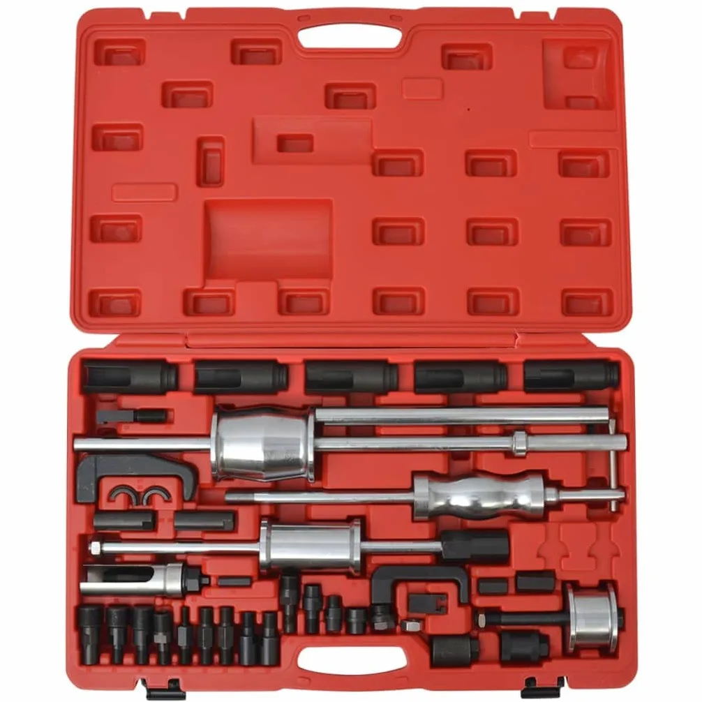 Mangloder - Extractor de inyectores diésel de acero para reparación de taller de coche, desmontaje, con adaptador, martillo, llave, alicates y llave de vaso