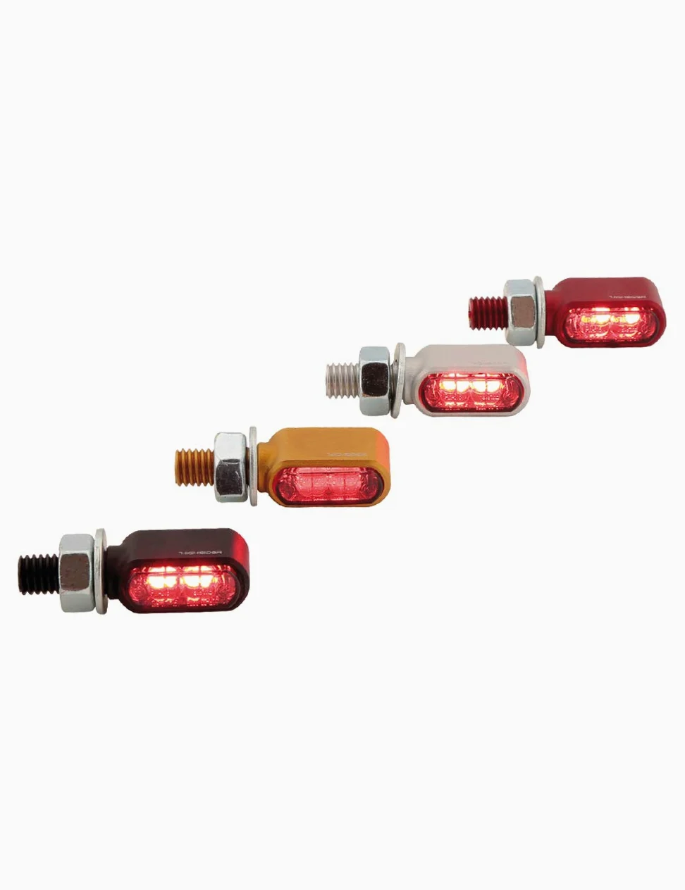 HIGHSIDER Intermitentes LED de freno y luz trasera para motocicleta, 3 en 1 Little Bronx, certificado E (2 unidades) (negro)