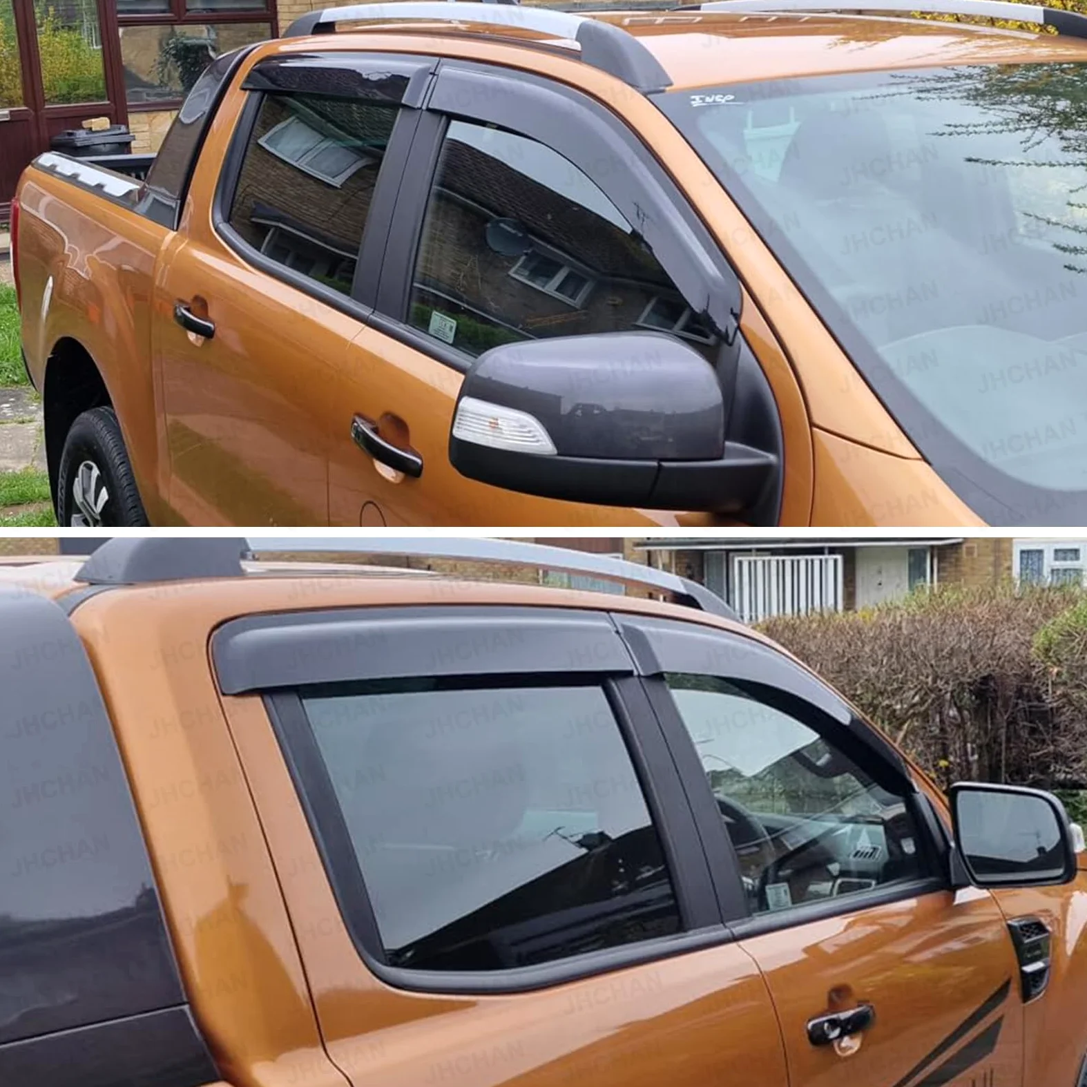 Compatible con deflectores de viento Ford Ranger 2012-2022, accesorios T6 T7 T8 de doble cabina para lluvia, protector de visera (-Ford Ranger Wildtrak Raptor Stormtrak Limited Wolftrak XL XLT