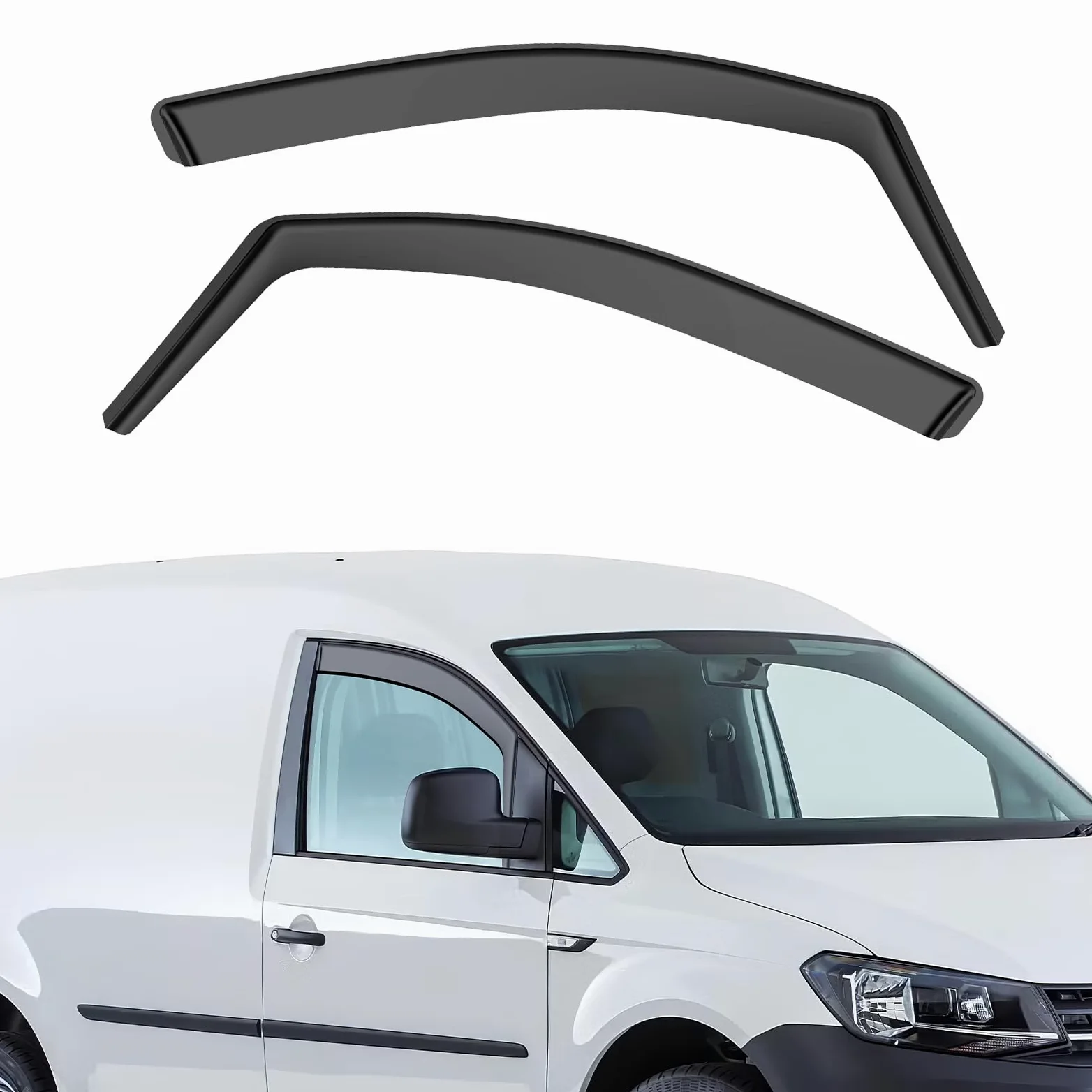 Deflectores de viento negros, guardas de lluvia para ventanas compatibles con Volkswagen Caddy MK3 MK4 2004-2020, viseras para sol irrompibles en canal