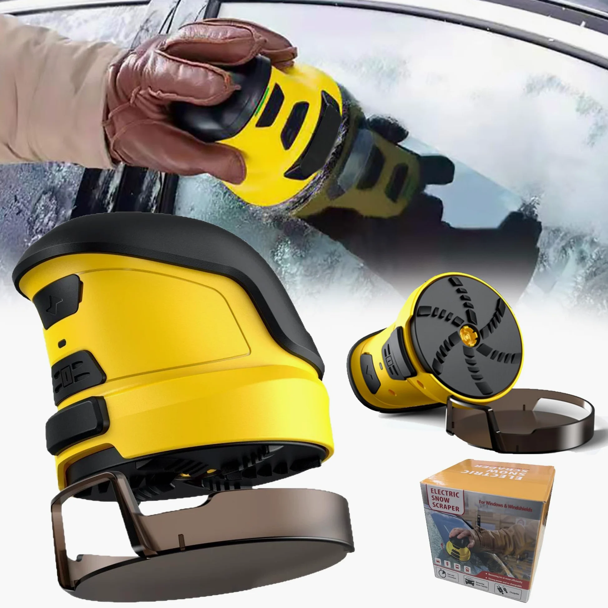 Rascador de hielo eléctrico para parabrisas, inalámbrico, recargable, motorizado, 200 rpm, herramienta de eliminación rápida de nieve para conducción en invierno, solución compacta y eficiente para