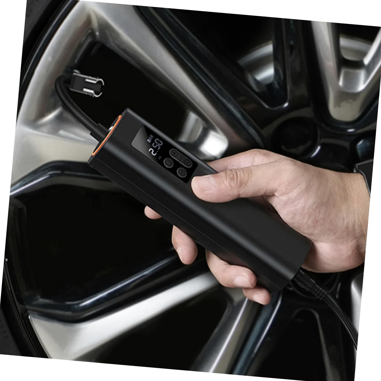 SOLUSTRE Mini Bomba Eléctrica Portátil para Neumáticos de Coche y Bici | Pantalla Digital Presión, Negro, Cobre Abs Goma, para Senderismo y Camping